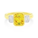 An 18ct Yellow Gold and Platinum Yellow Sapphire and Diamond Ring