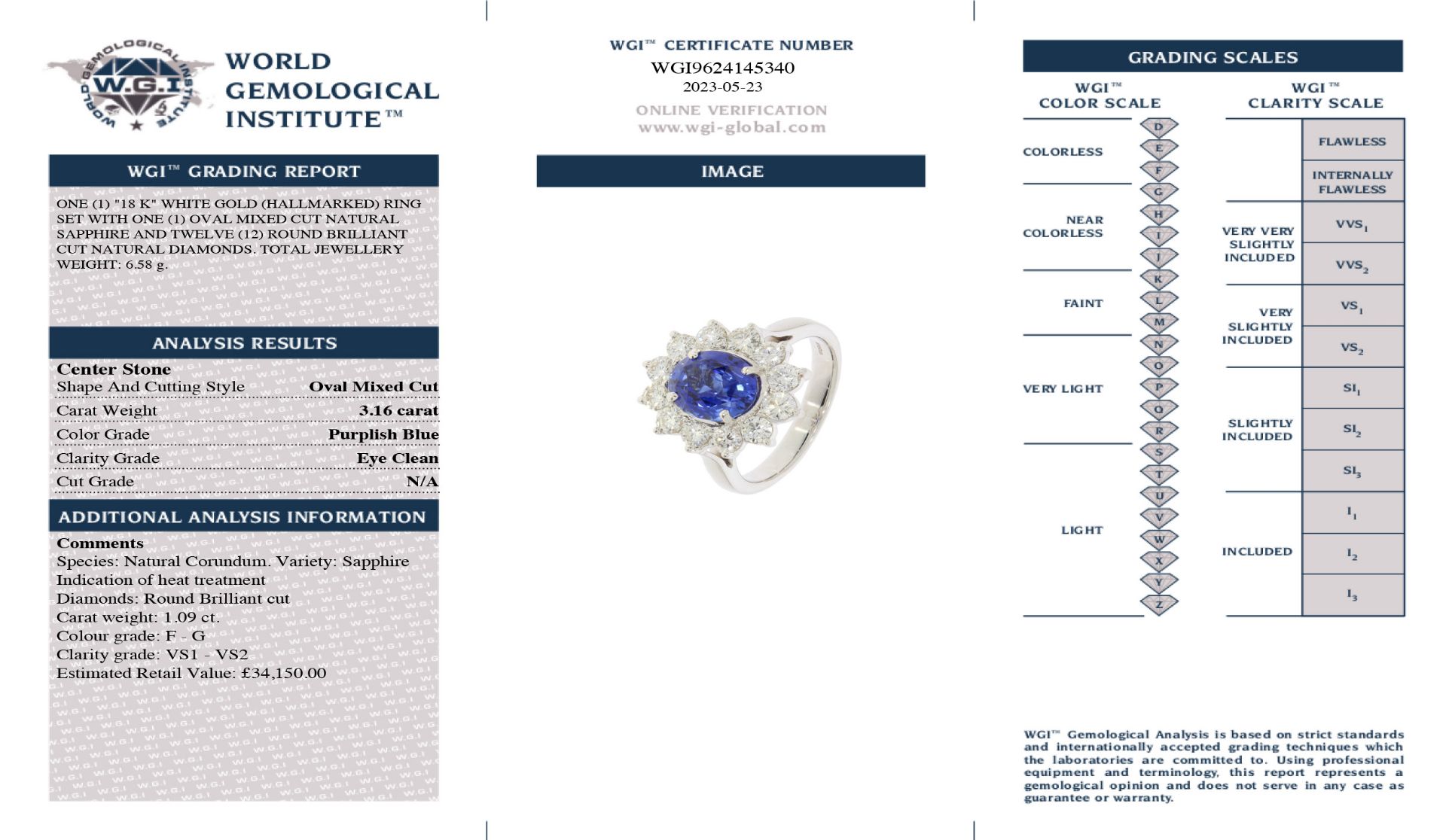 An 18ct White Gold Sapphire And Diamond Ring - Image 2 of 2