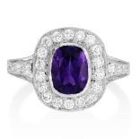 An 18ct White Gold Amethyst And Diamond Ring