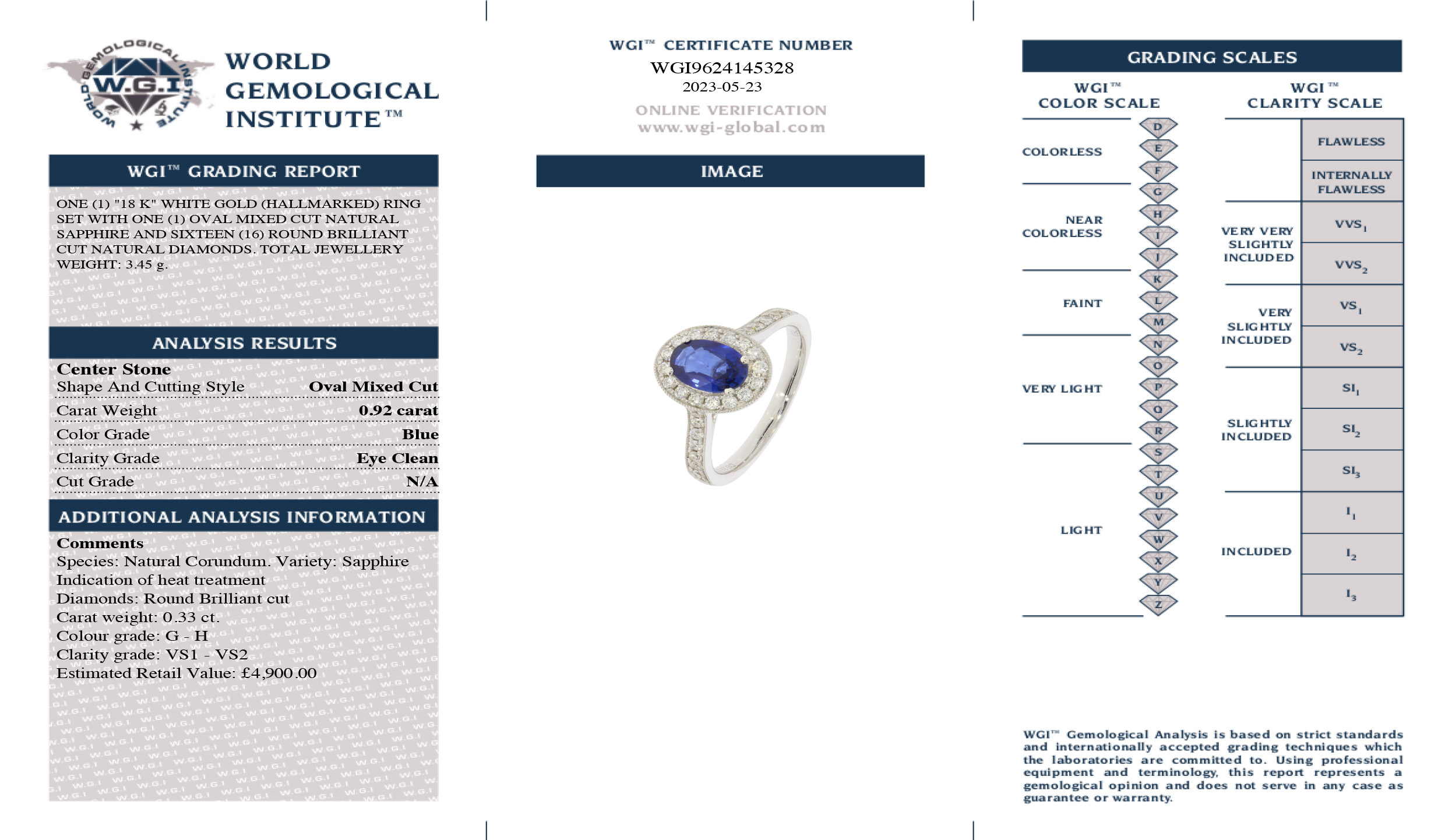 An 18ct White Gold Sapphire And Diamond Cluster Ring - Image 2 of 2