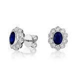 A Pair Of 18ct White Gold Sapphire and Diamond Earrings