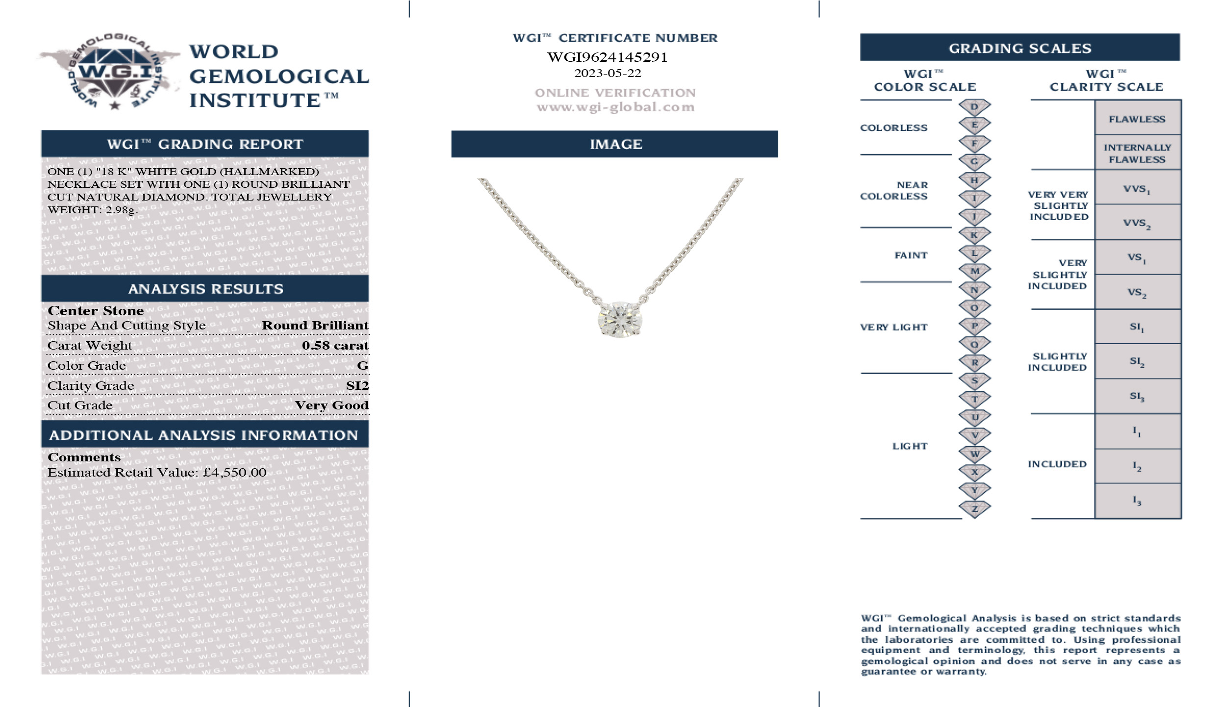 An 18ct White Gold Diamond Solitaire Necklace - Image 2 of 2