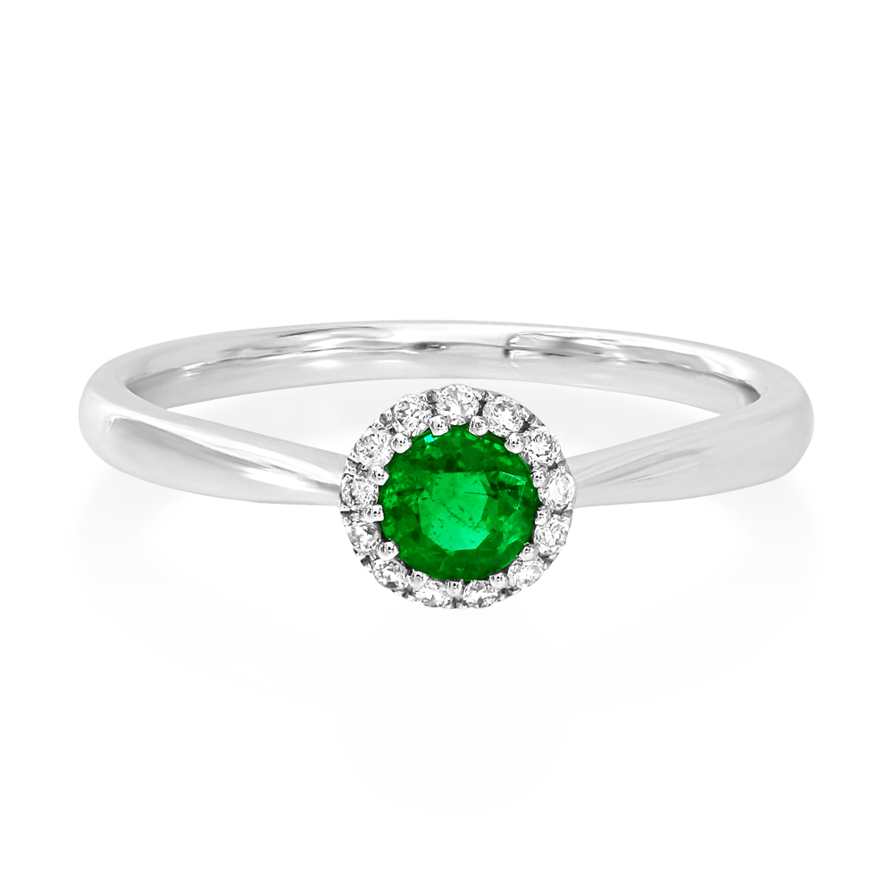 An 18ct White Gold Emerald And Diamond Cluster Ring