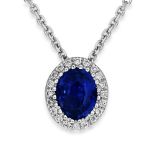 An 18ct White Gold Sapphire and Diamond Cluster Necklace