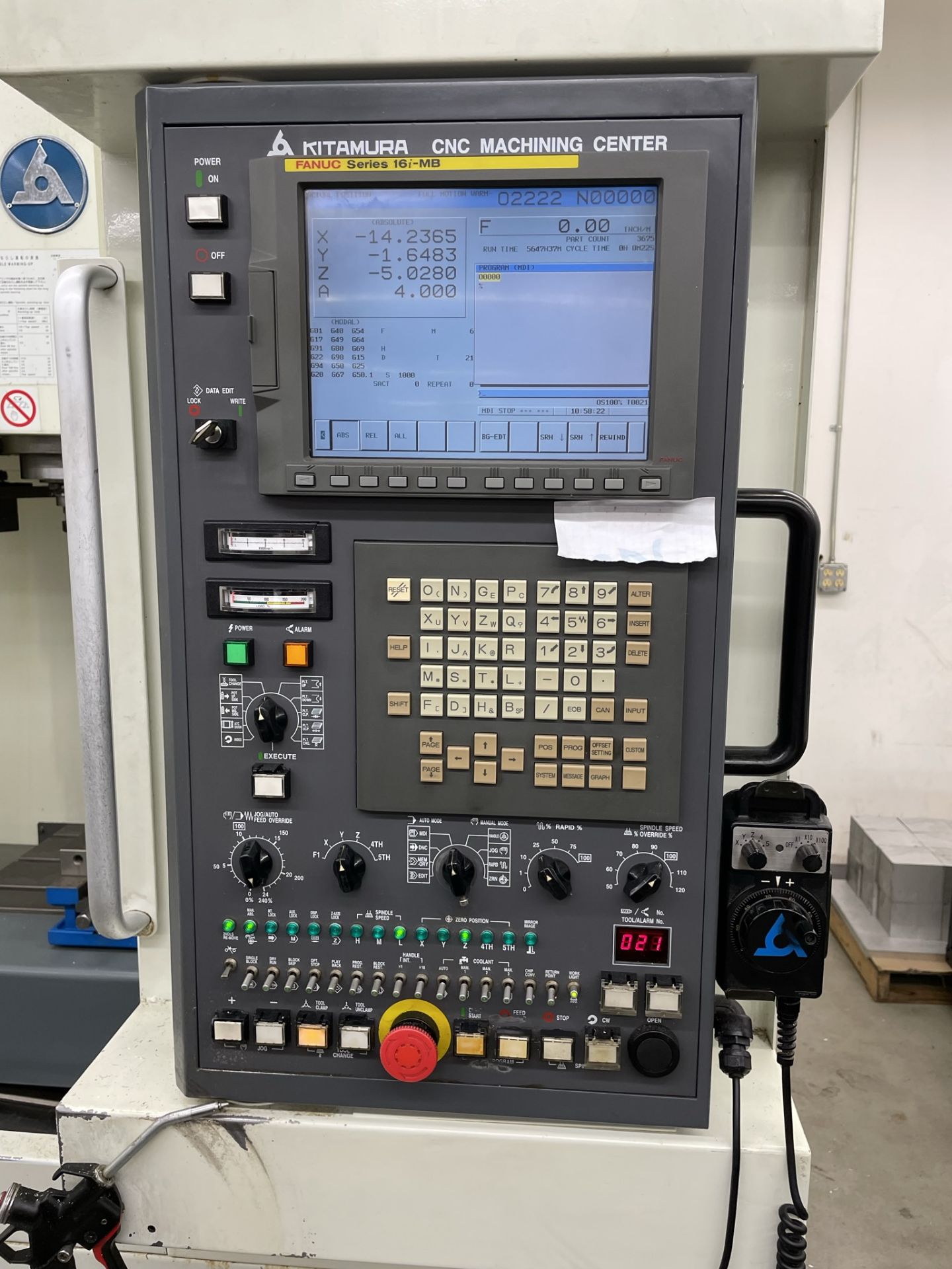 2005 Kitamura Mycenter Model 2XiF 4th Axis Vertical Machining Center, S/N: 07744, Fanuc 16i-MB CNC - Image 2 of 7