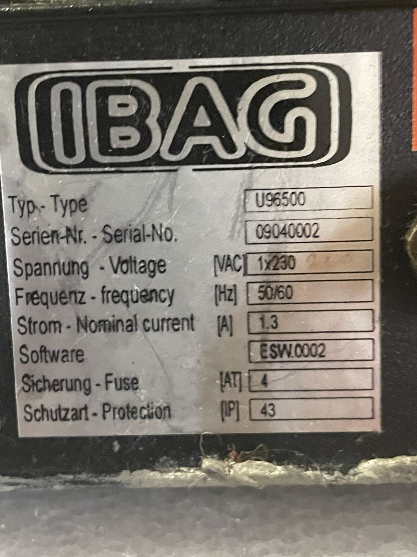 Ibag U96500 Spindle Controller, S/N 09040002208 Volt. - Image 4 of 4