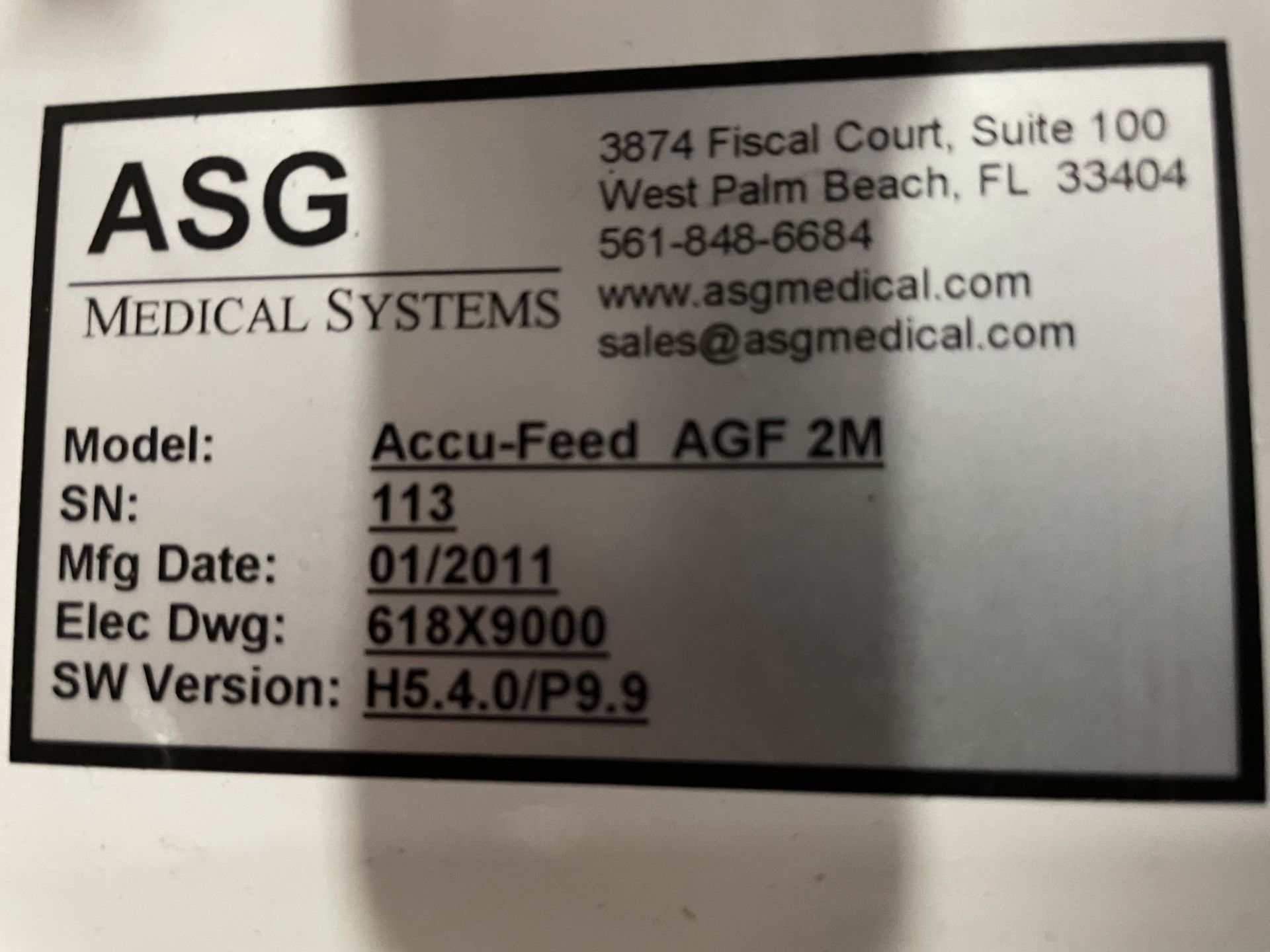 ASG Model AGF 2M Medical Systems Accu-Feed Advanced Guidewire Feeder, S/N: 113, MFG 2011. - Image 2 of 5