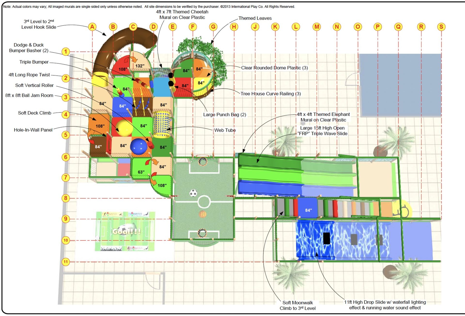 ONE INTERNATIONAL PLAY COMPANY LARGE INDOOR PLAYGROUND W/20FT HIGH SLIDES W/THREE WAVE SLIDE - Image 6 of 13