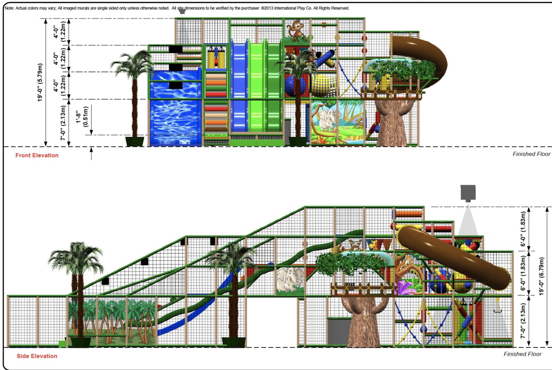 ONE INTERNATIONAL PLAY COMPANY LARGE INDOOR PLAYGROUND W/20FT HIGH SLIDES W/THREE WAVE SLIDE - Image 9 of 13