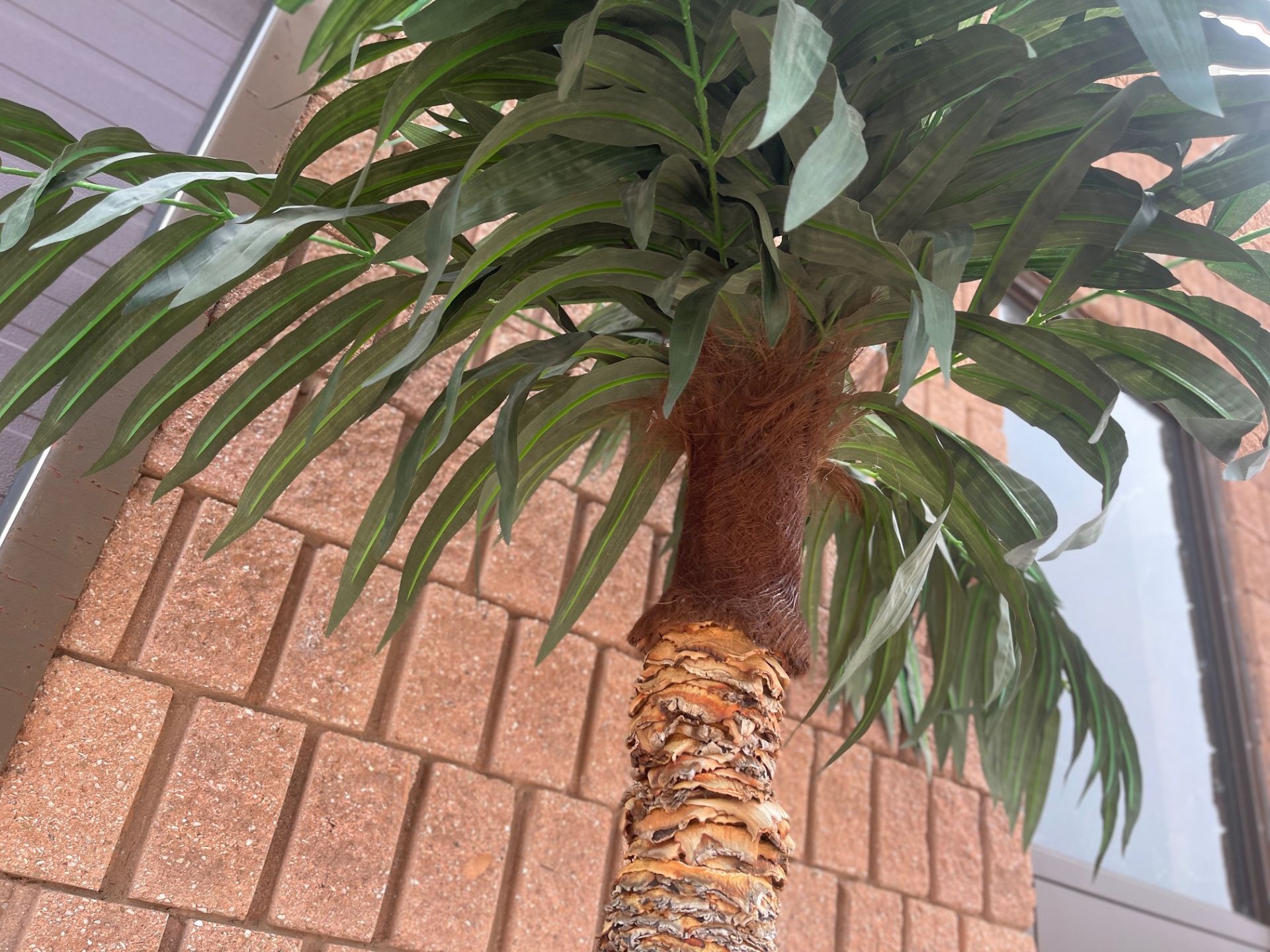 ARTIFICIAL PALM TREE, TREE BARK 84” HEIGHT WITH THE LEAVES 132” COMES WITH LARGE FLOWER POT - Image 11 of 13