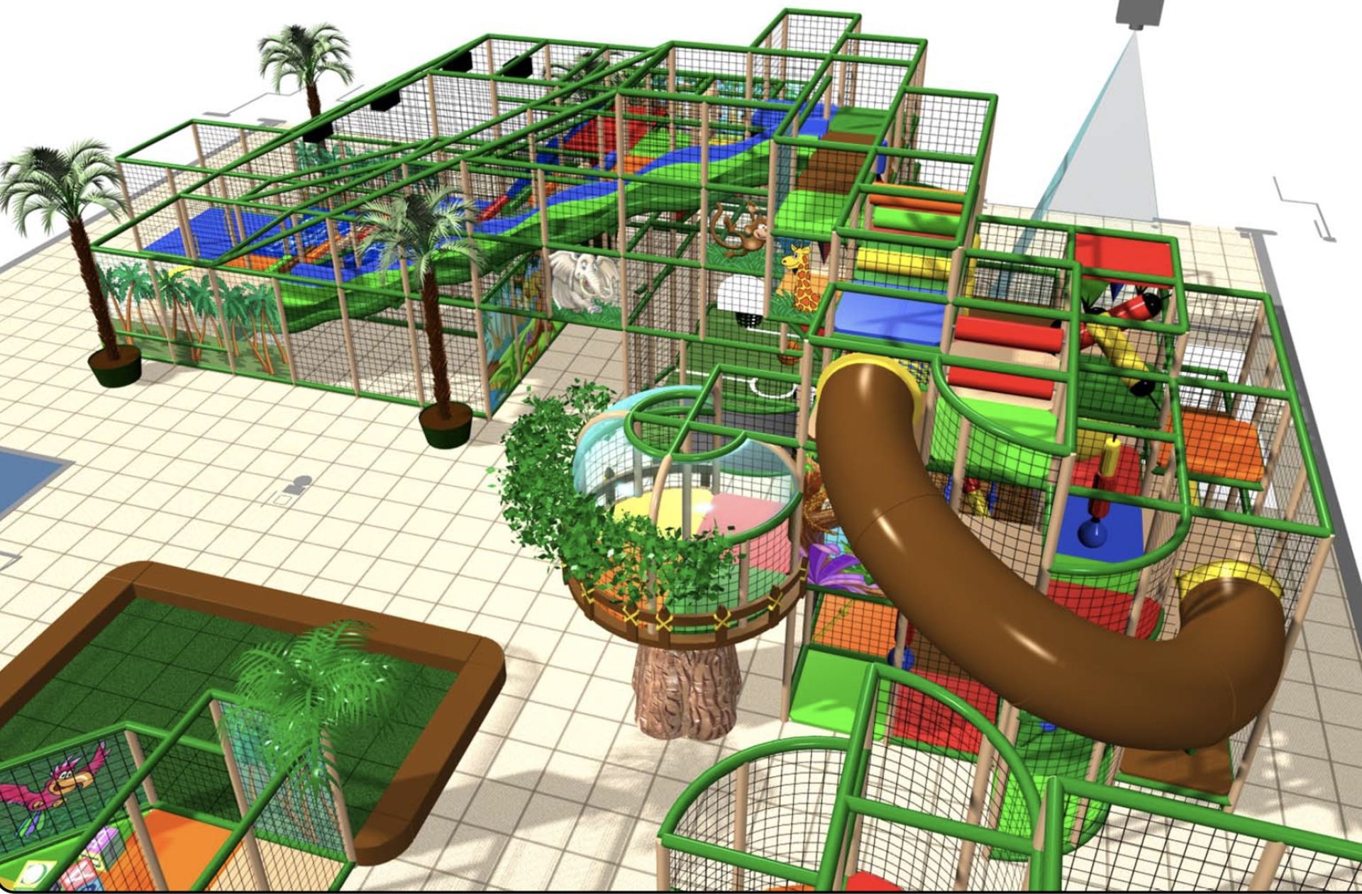 ONE INTERNATIONAL PLAY COMPANY LARGE INDOOR PLAYGROUND W/20FT HIGH SLIDES W/THREE WAVE SLIDE - Image 3 of 13