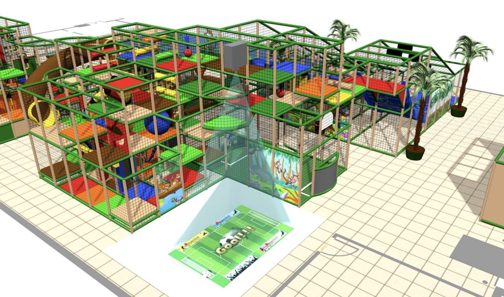 ONE INTERNATIONAL PLAY COMPANY LARGE INDOOR PLAYGROUND W/20FT HIGH SLIDES W/THREE WAVE SLIDE - Image 4 of 13