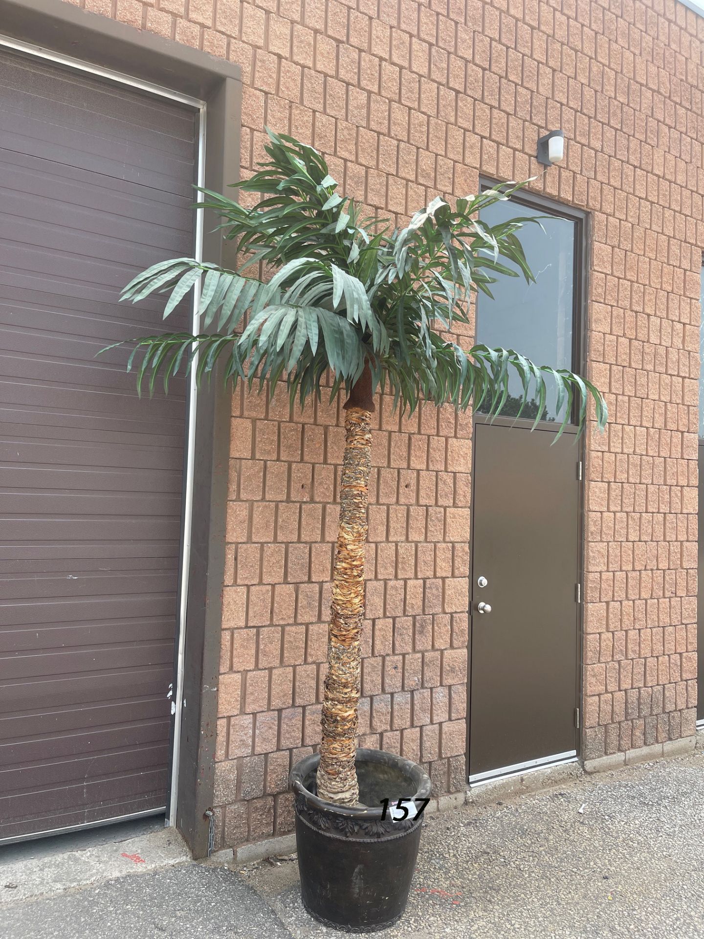 ARTIFICIAL PALM TREE, TREE BARK 84” HEIGHT WITH THE LEAVES 132” COMES WITH LARGE FLOWER POT - Image 8 of 13