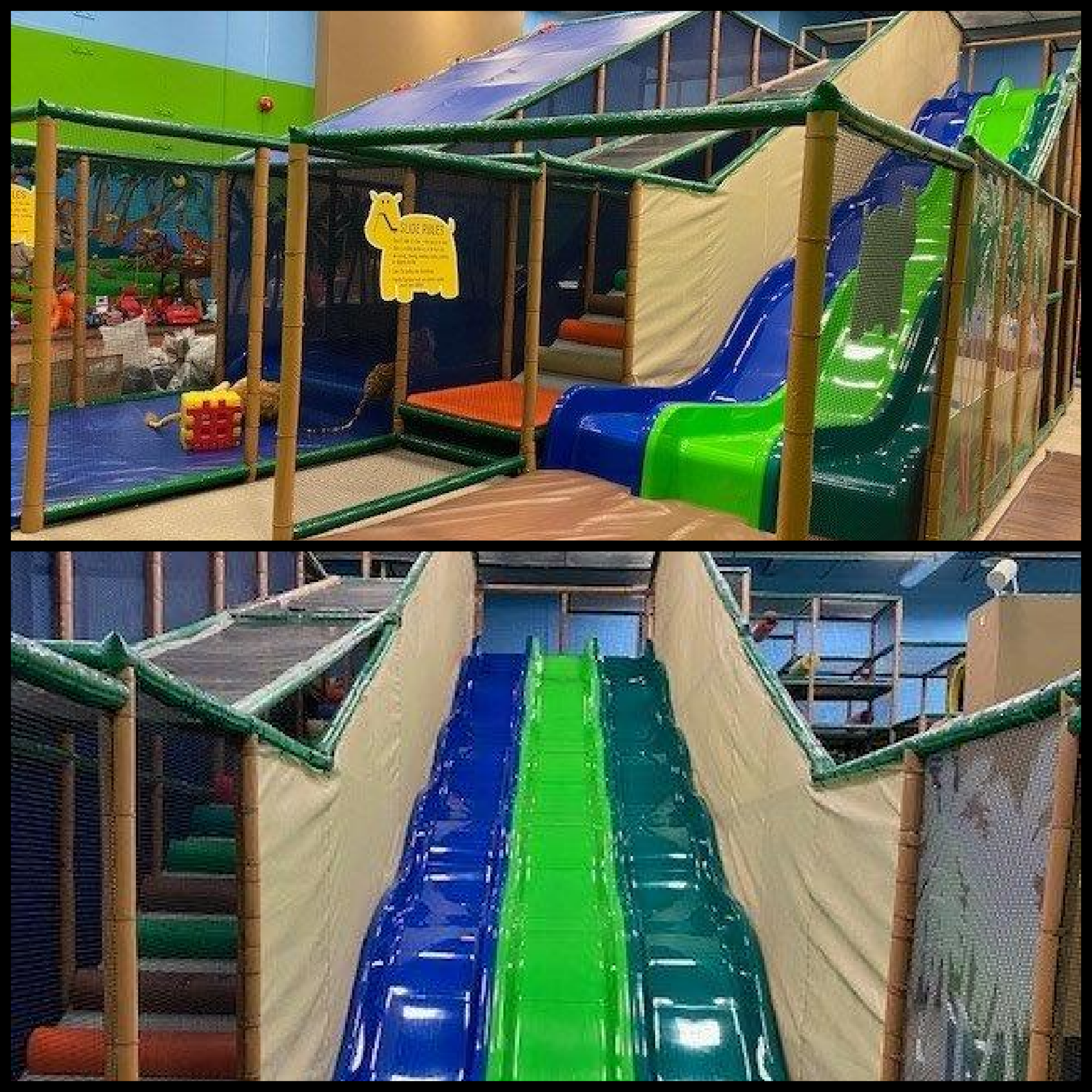 ONE INTERNATIONAL PLAY COMPANY LARGE INDOOR PLAYGROUND W/20FT HIGH SLIDES W/THREE WAVE SLIDE