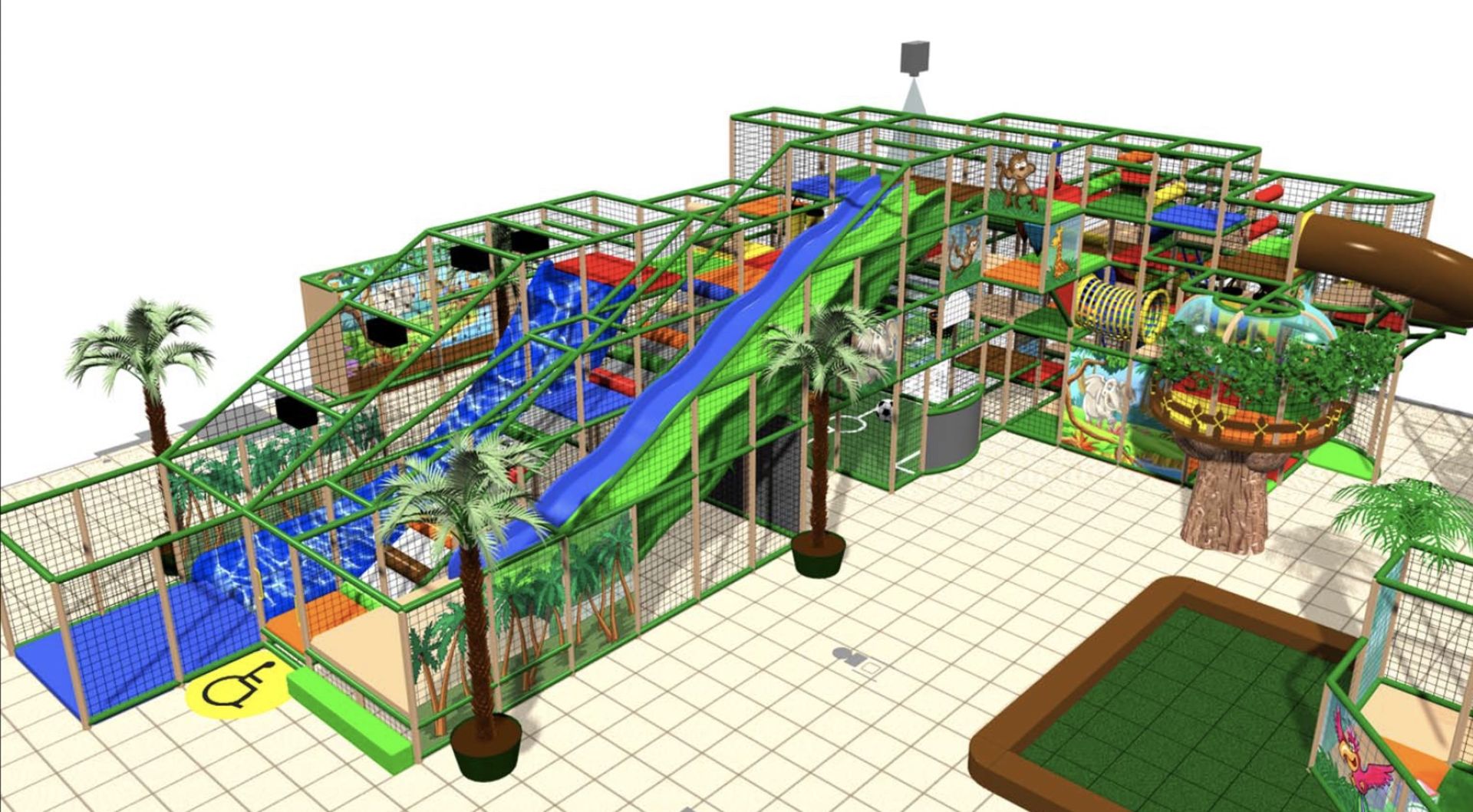 ONE INTERNATIONAL PLAY COMPANY LARGE INDOOR PLAYGROUND W/20FT HIGH SLIDES W/THREE WAVE SLIDE - Image 2 of 13