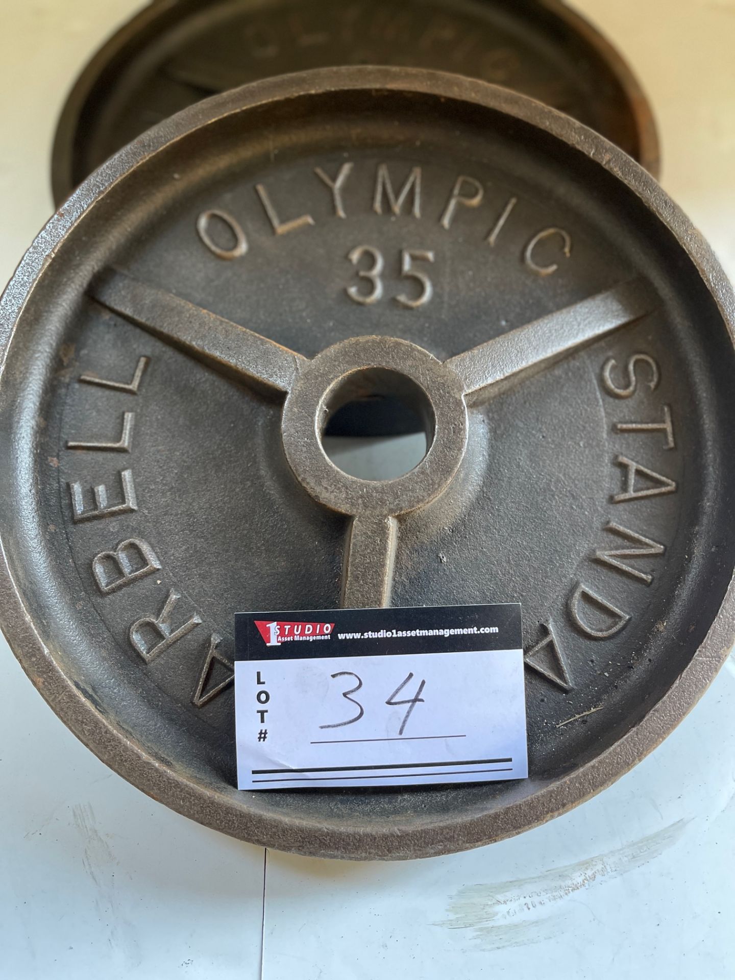 LOT/OLYMPIC STANDARD BARBELLS, WEIGHT 35, QTY 2 - Image 2 of 3