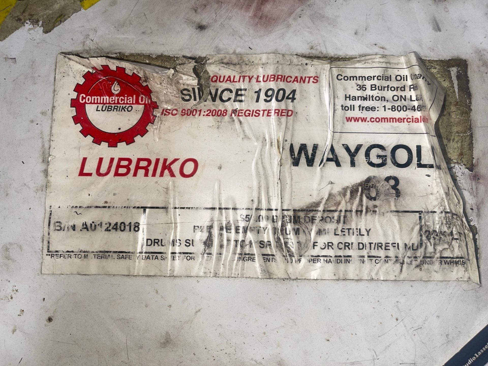 LUBRIKO, WAYGOLD 68, 160 OF 205 LITRES REMAINING IN DRUM - Image 2 of 3