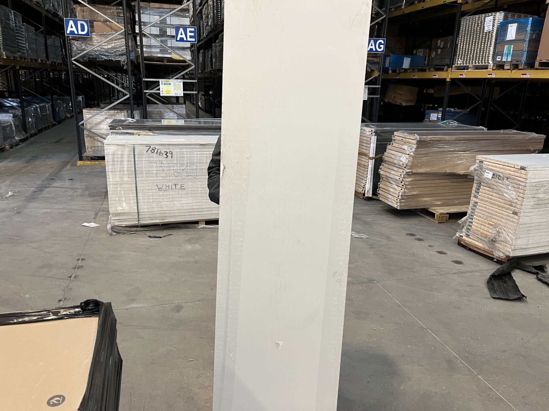PALLET TO INCLUDE 4 X BRAND NEW VICAIMA WHITE WOOD GRAIN WOODEN DOORS 78 X 21 X 1.4 INCHES