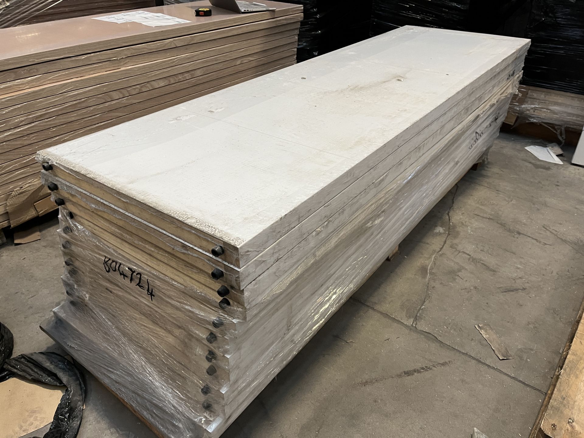 PALLET TO CONTAIN 14 X BRAND NEW WHITE WOOD GRAIN 5 PANEL FIRE DOORS 78 X 24 X 1.7 INCHES - Image 2 of 2