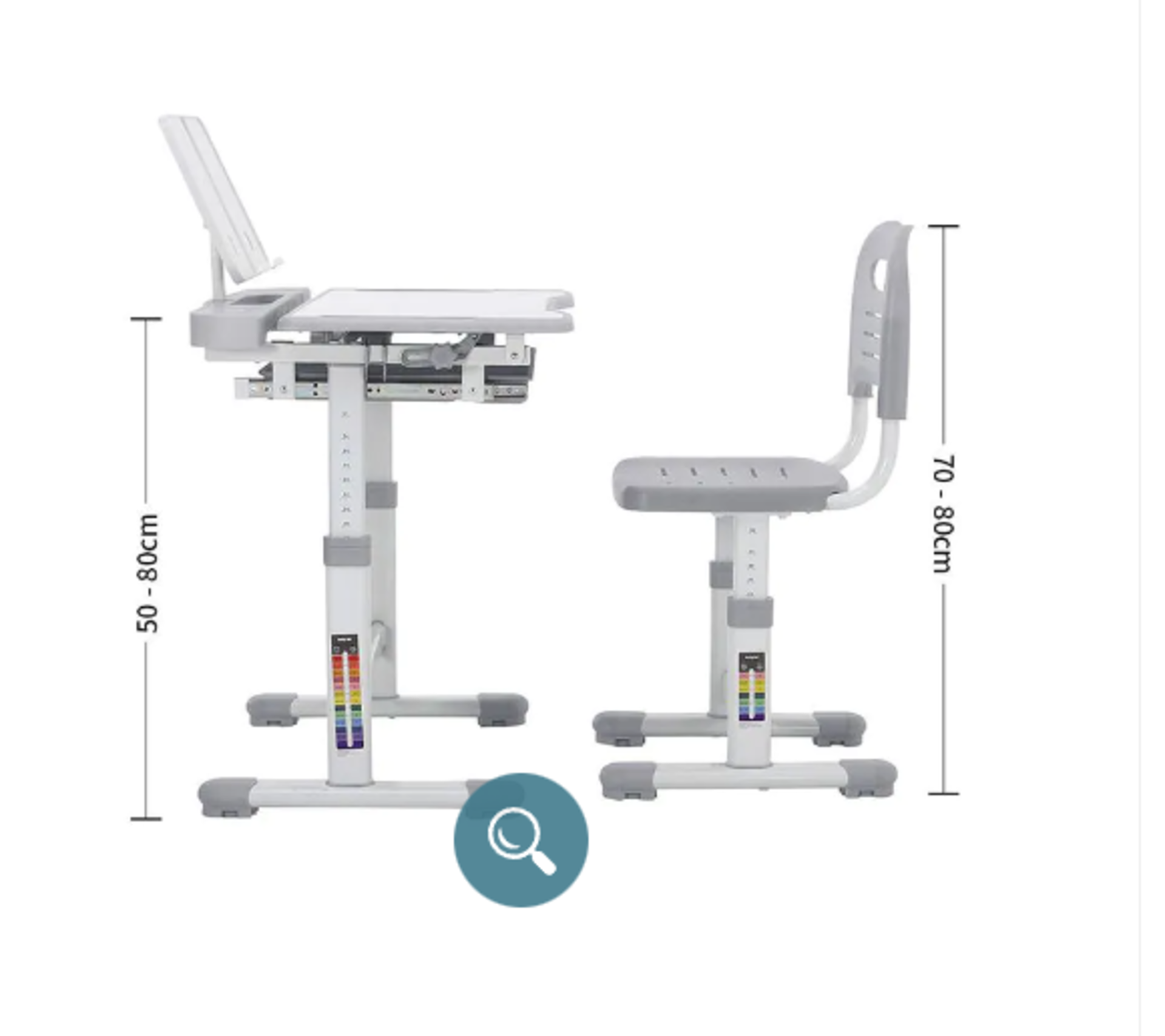 NEW BOXED Height Adjustable Kids Study Desk Chair Set with Drawer & Tilted Desktop Grey. RRP £149. - Image 5 of 5