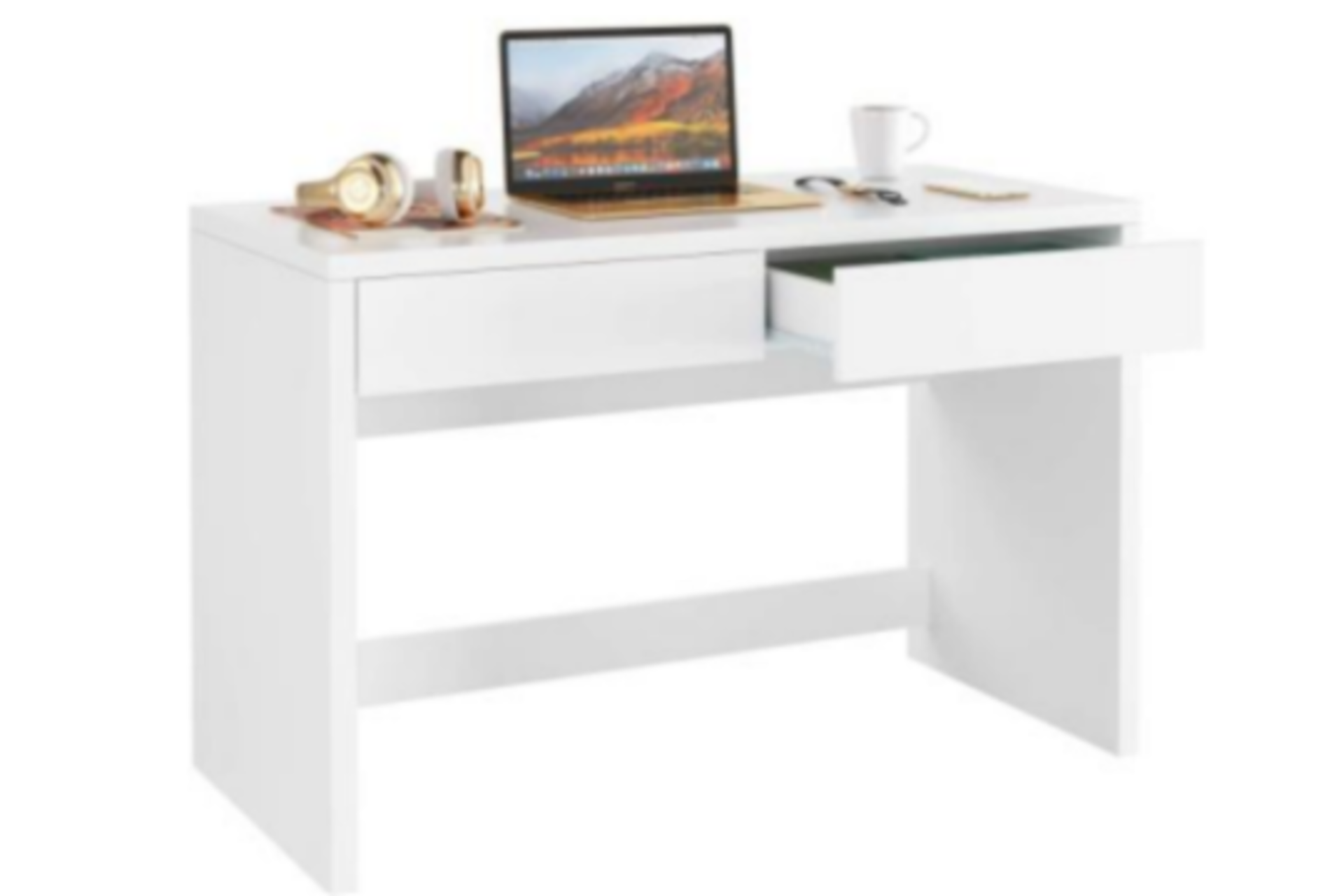 BRAND NEW WHITE 2 DRAWER COMPUTER DESK RRP £249 (678-1/2)