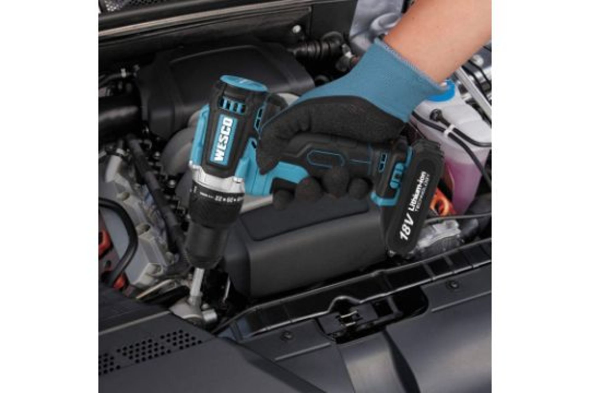 New Boxed WESCO 18V 2.0Ah Cordless Combi Drill with 13 Accessories, Hammer Drill Max Torque 60 N. - Image 3 of 3