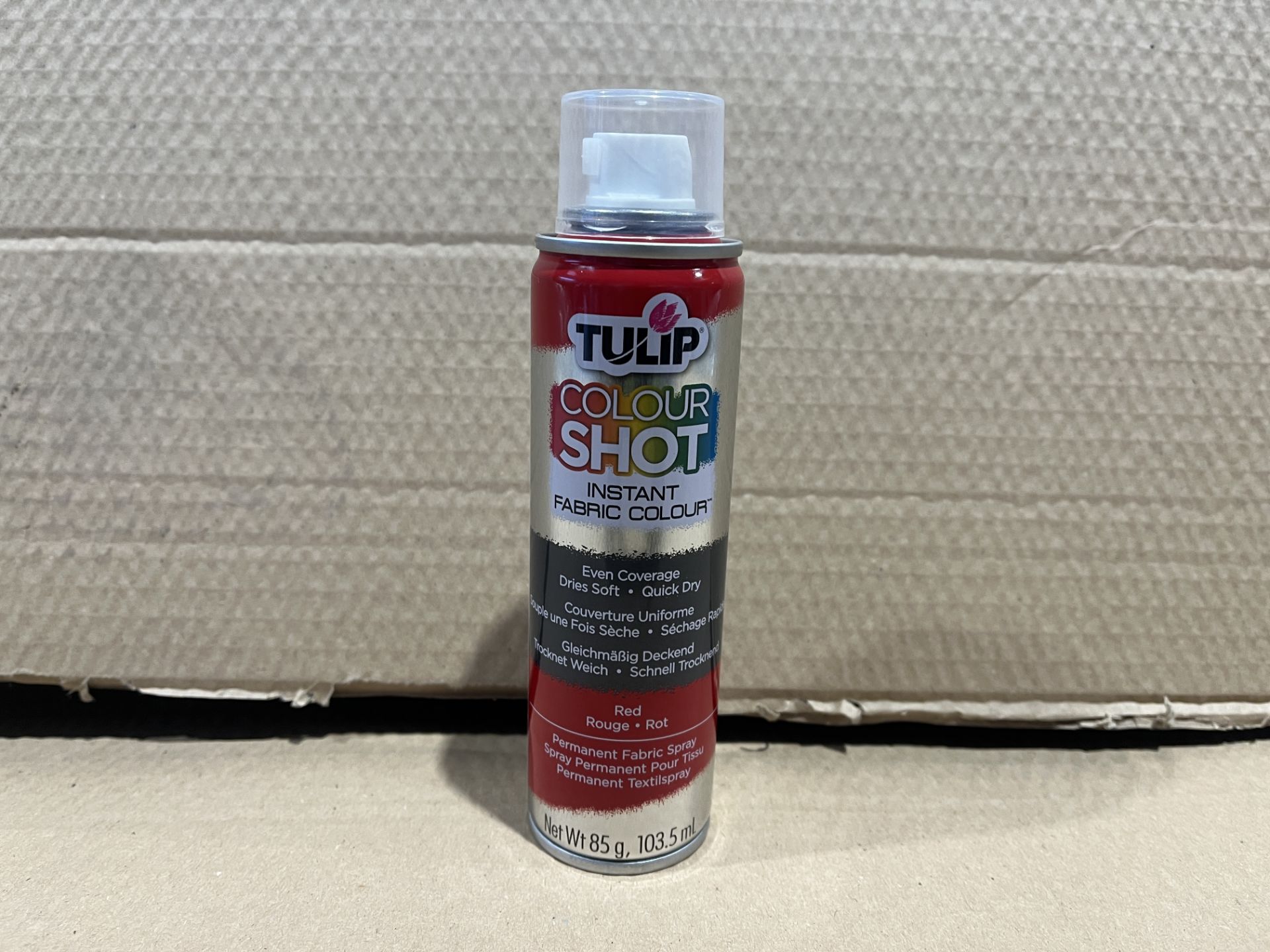 72 X BRAND NEW TULIP COLOUR SHOT AEROSOL RED 3OZ RRP £7 EACH S1RA