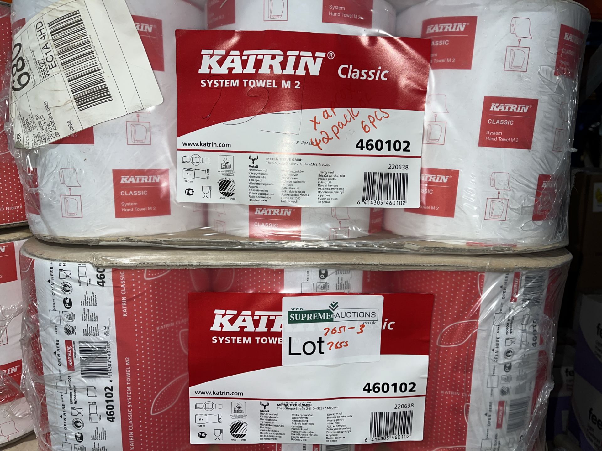 8 X BRAND NEW PACKS OF 6 KATRIN 460102 HAND TOWEL ROLLS R18-7