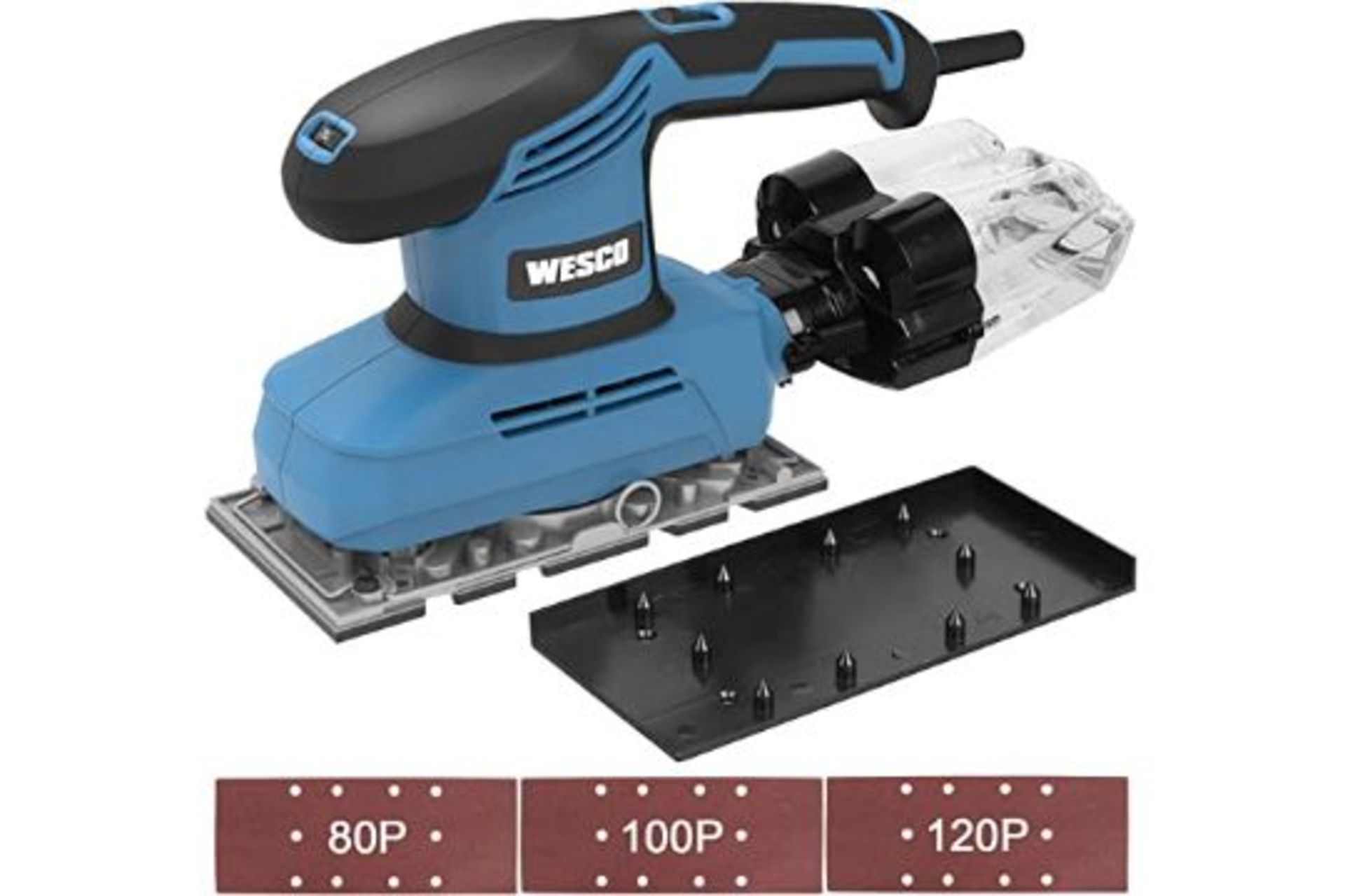 2 X NEW BOXED WESCO 240W 1/3 Sheet Sander with Aluminum Base, 7 Variable Speed Electric Orbital