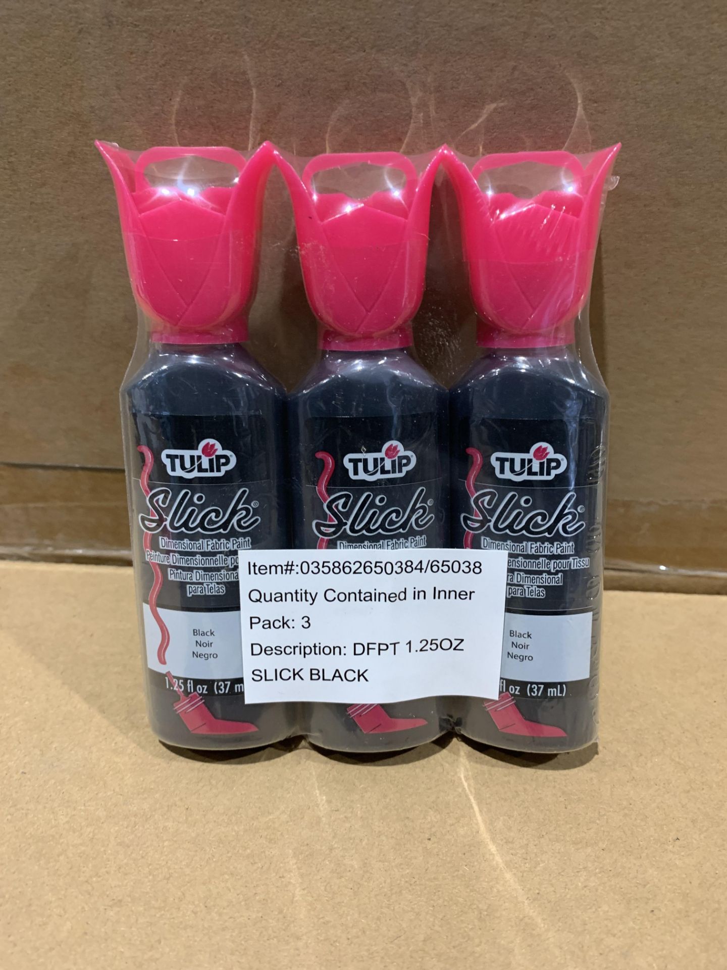 72 X BRAND NEW TULIP SLICK BLACK 1.25OZ FABRIC PAINT RRP £3.50 EACH S1-27