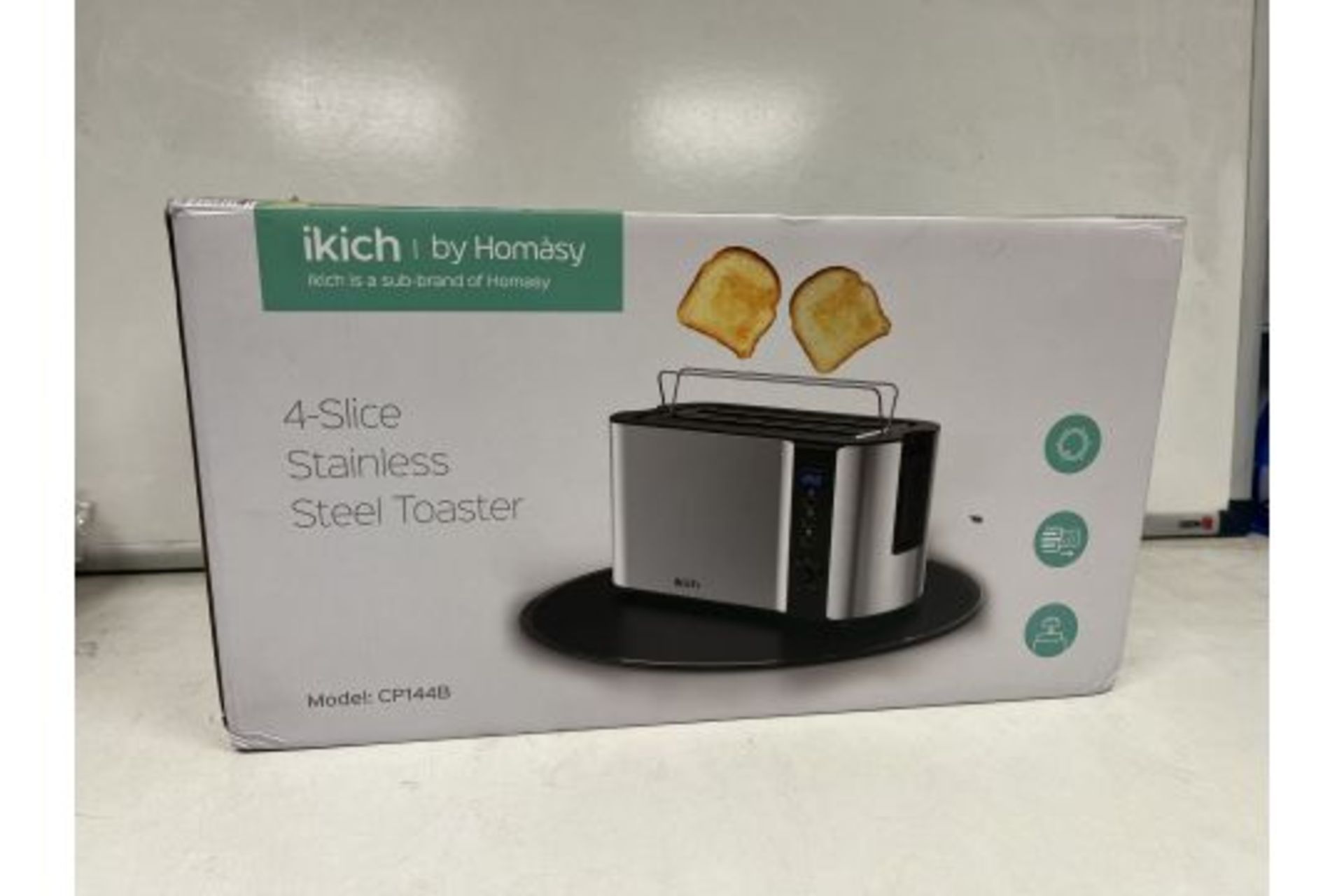 2 X NEW BOXED IKICK BY HOMASY 4 SLICE STAINLESS STEEL TOASTERS WITH LED DISPLAY (ROW18.8) 6