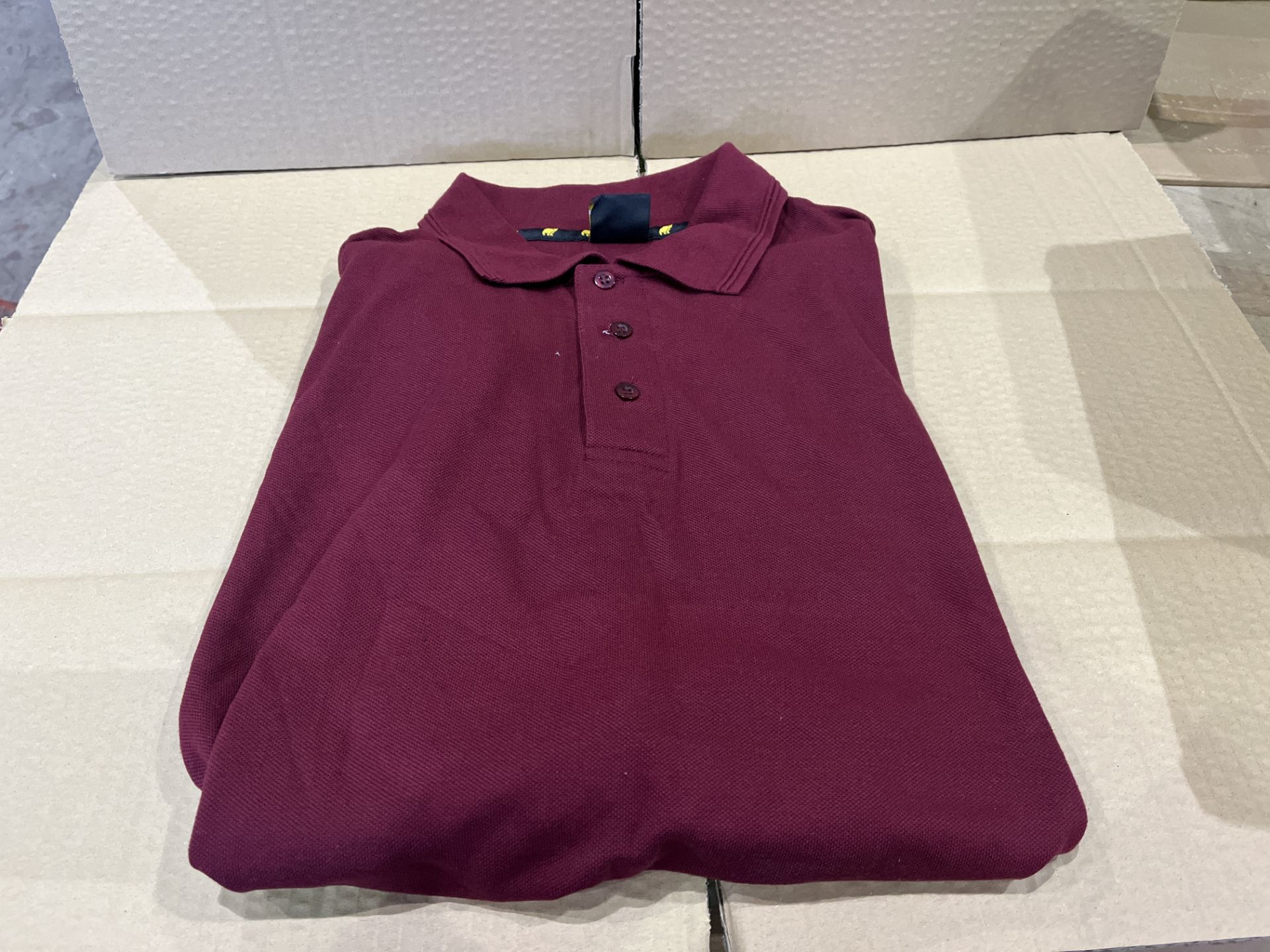 35 X BRAND NEW BEAR WORKWEAR PREMIUM BURGUNDY POLO SHIRTS SIZE LARGE R16-2