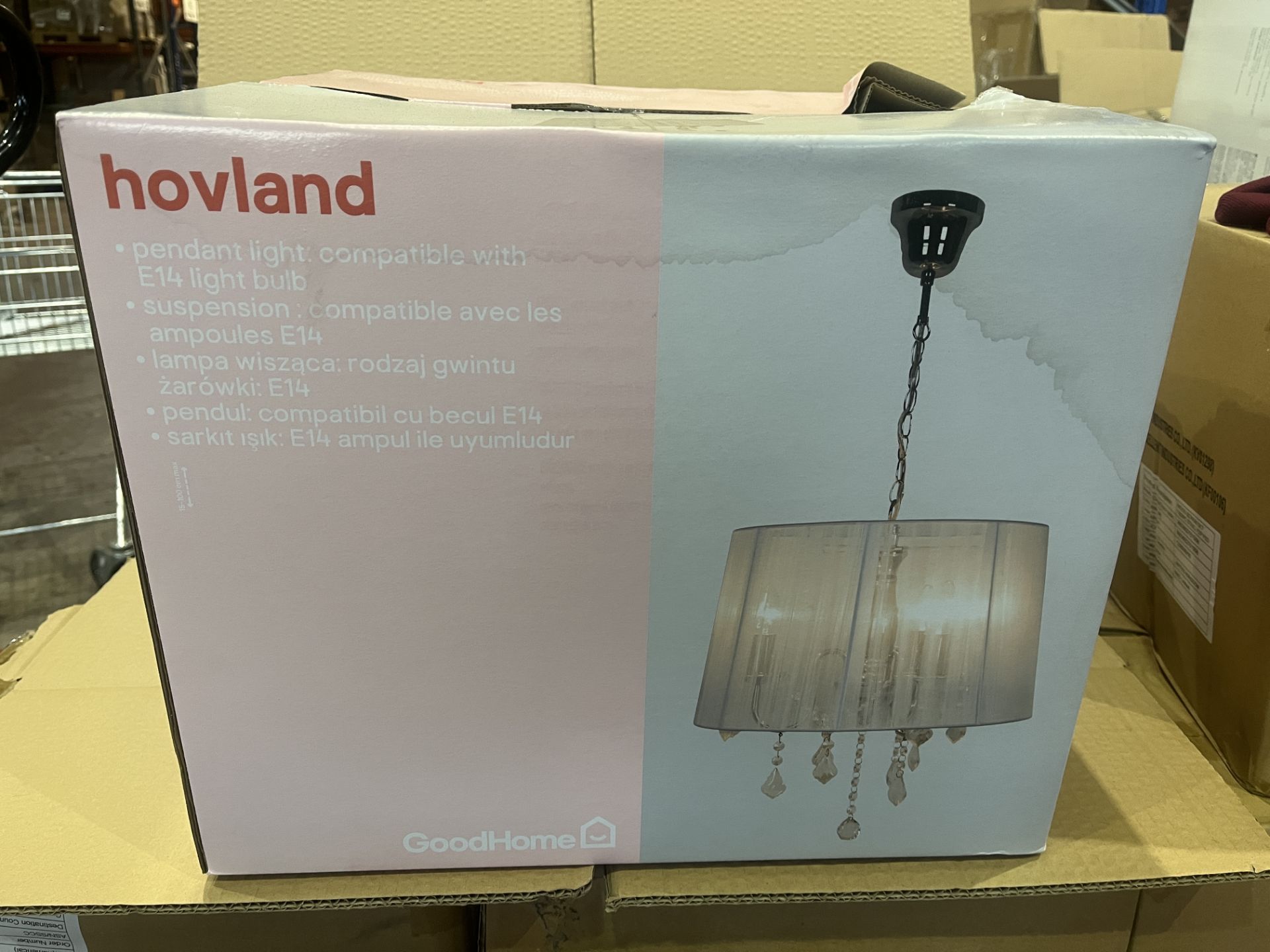 4 X BRAND NEW HOVLAND WHITE CHROME EFFECT 3 LAMP PENDANT CEILING LIGHT 400MM DIA RRP £75 EACH R16-7