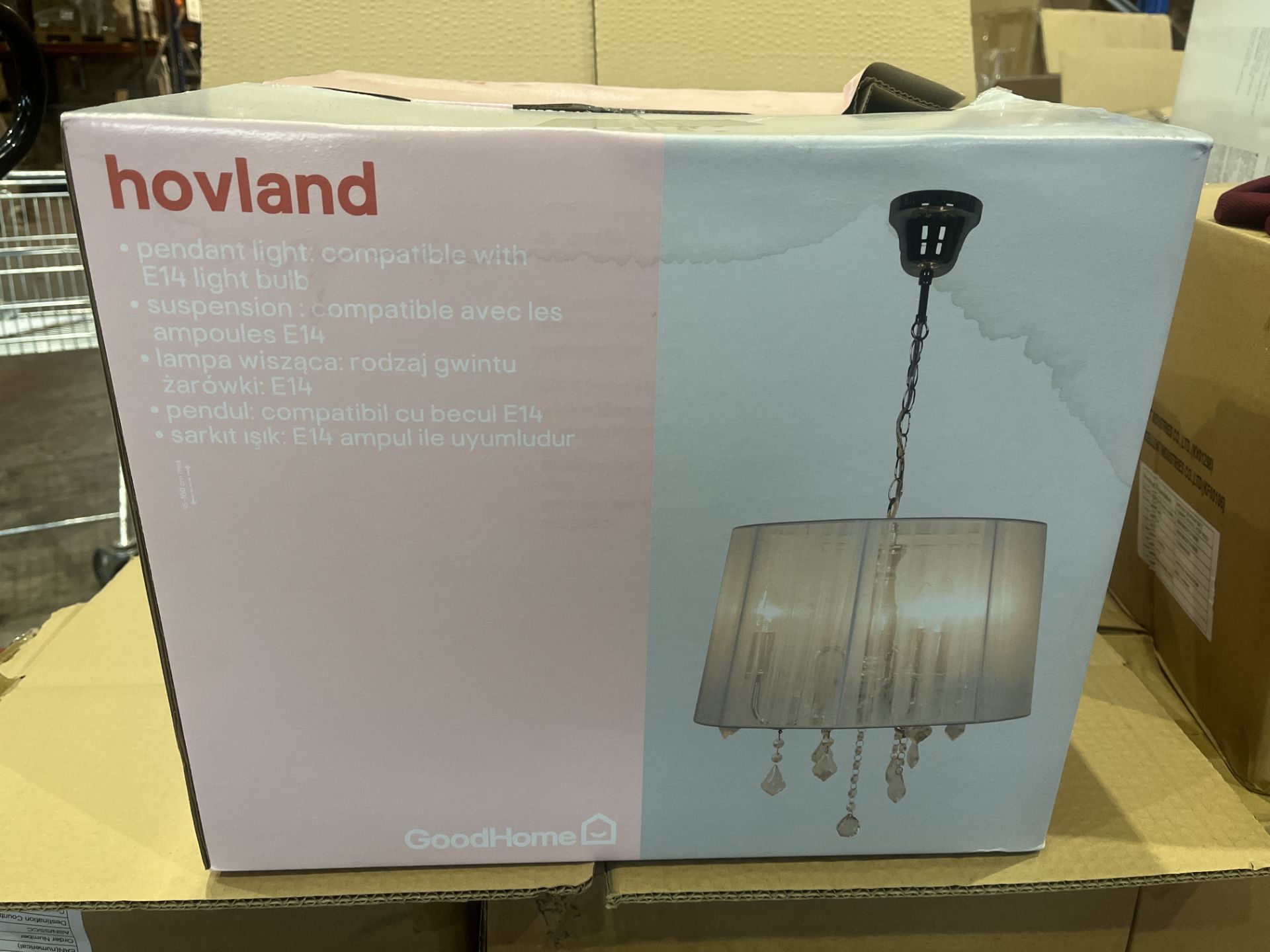 4 X BRAND NEW HOVLAND WHITE CHROME EFFECT 3 LAMP PENDANT CEILING LIGHT 400MM DIA RRP £75 EACH R16-7