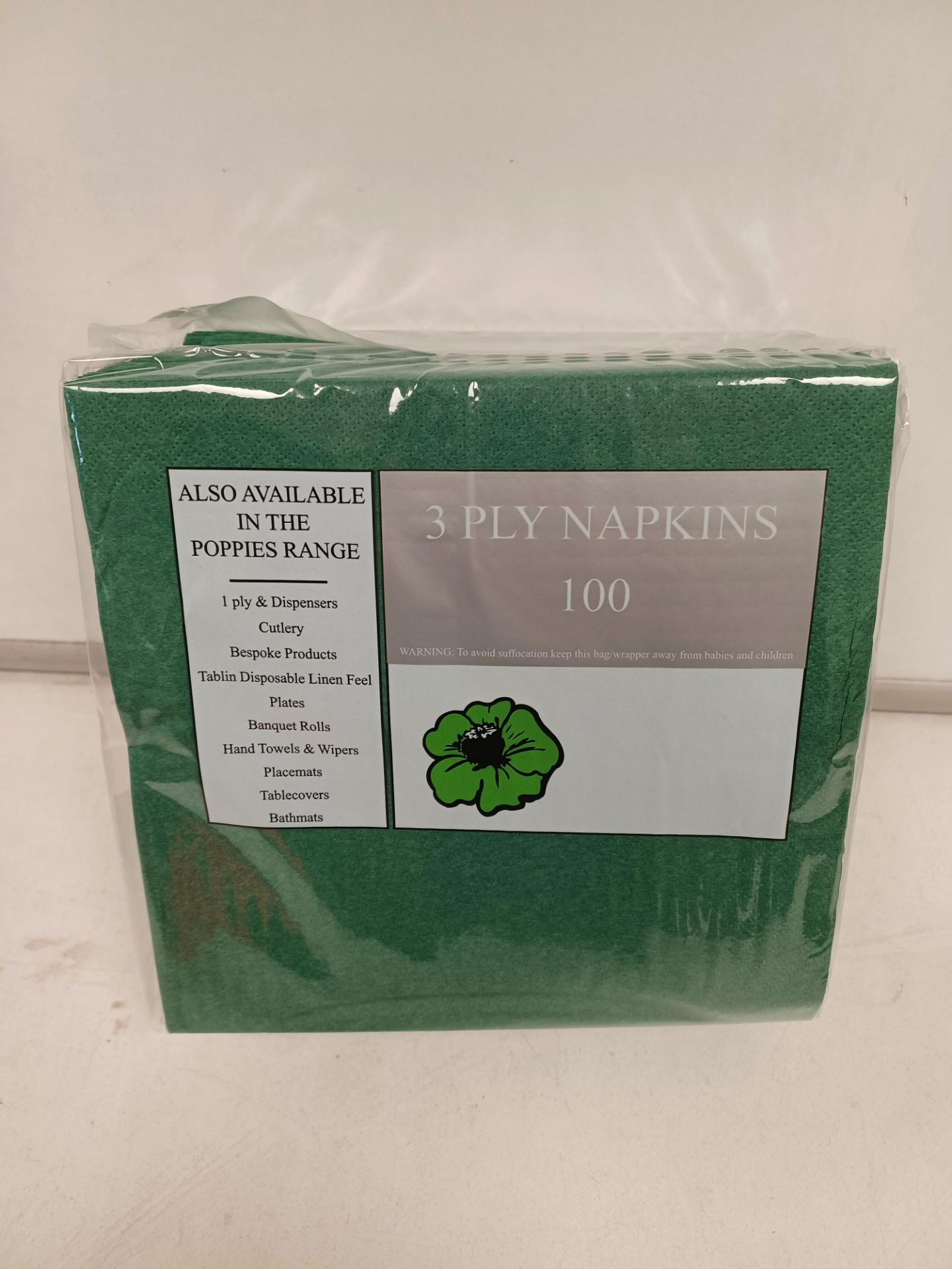 6000 X BRAND NEW POPPIES 3 PLY 40 DINNER TISSUE NAPKINS FOREST GREEN R18-3