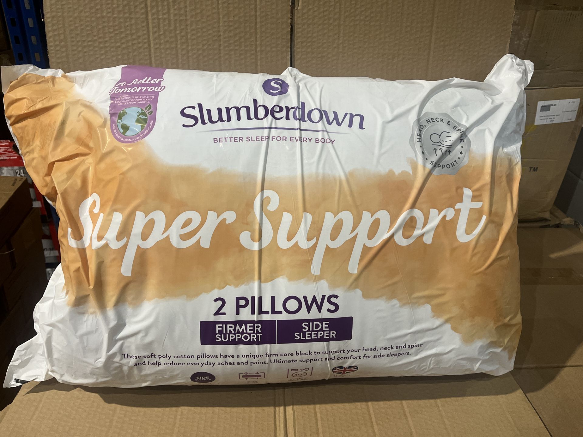 4 X BRAND NEW PACKS OF 2 SLUMBERDOWN SUPER SUPPORT PILLOWS R16-10