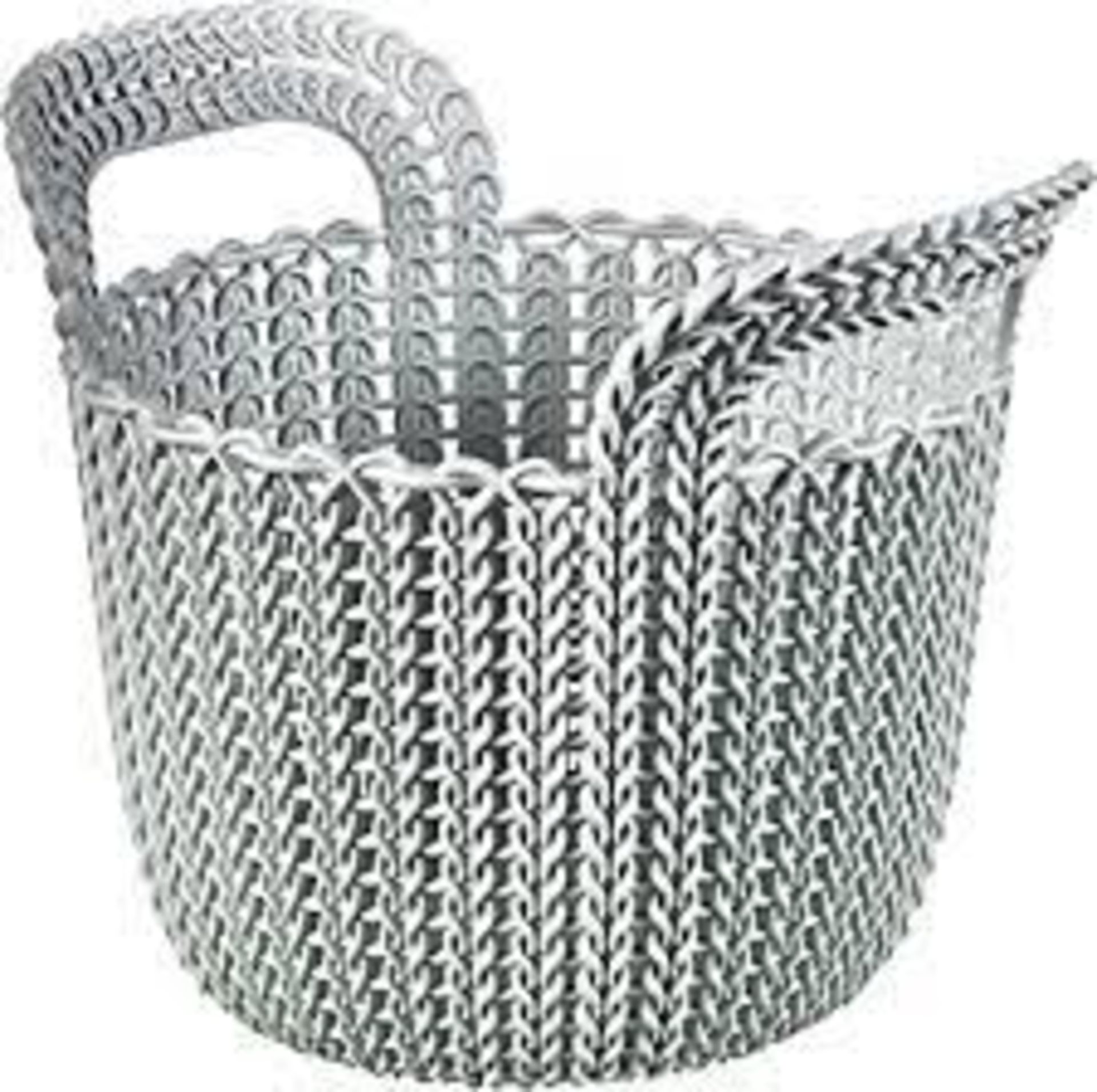 30 X NEW PACKAGED CURVER 226386 Decorative Basket Round Knitted Plastic Blue/Grey (226386ROW9)