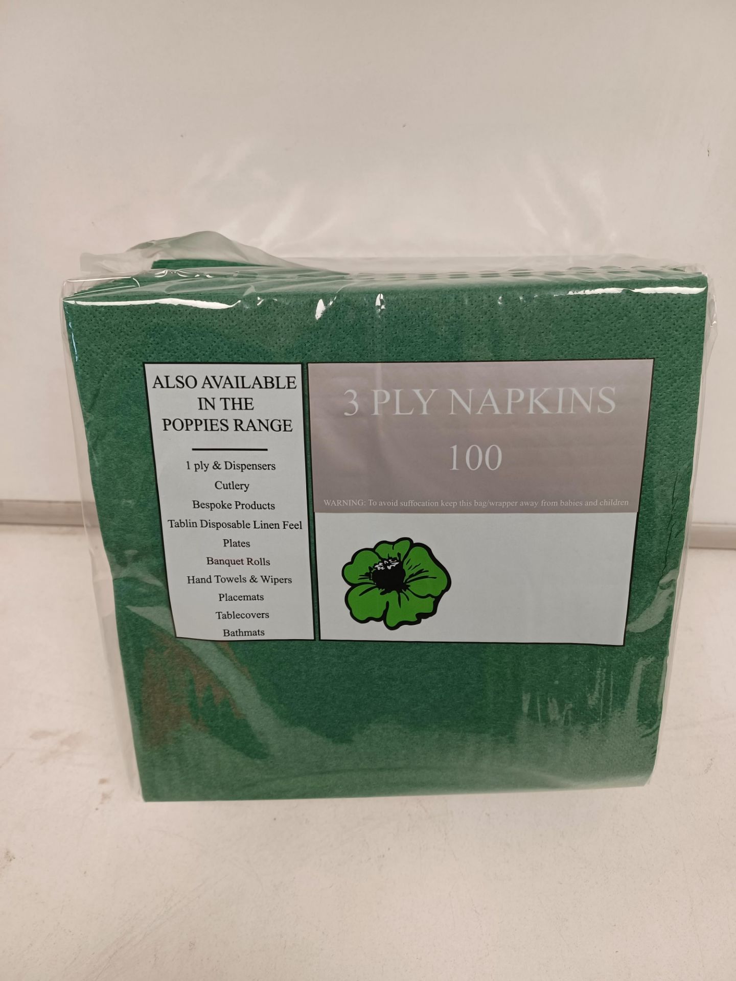5000 X BRAND NEW POPPIES 3 PLY 40 DINNER TISSUE NAPKINS FOREST GREEN R18-3