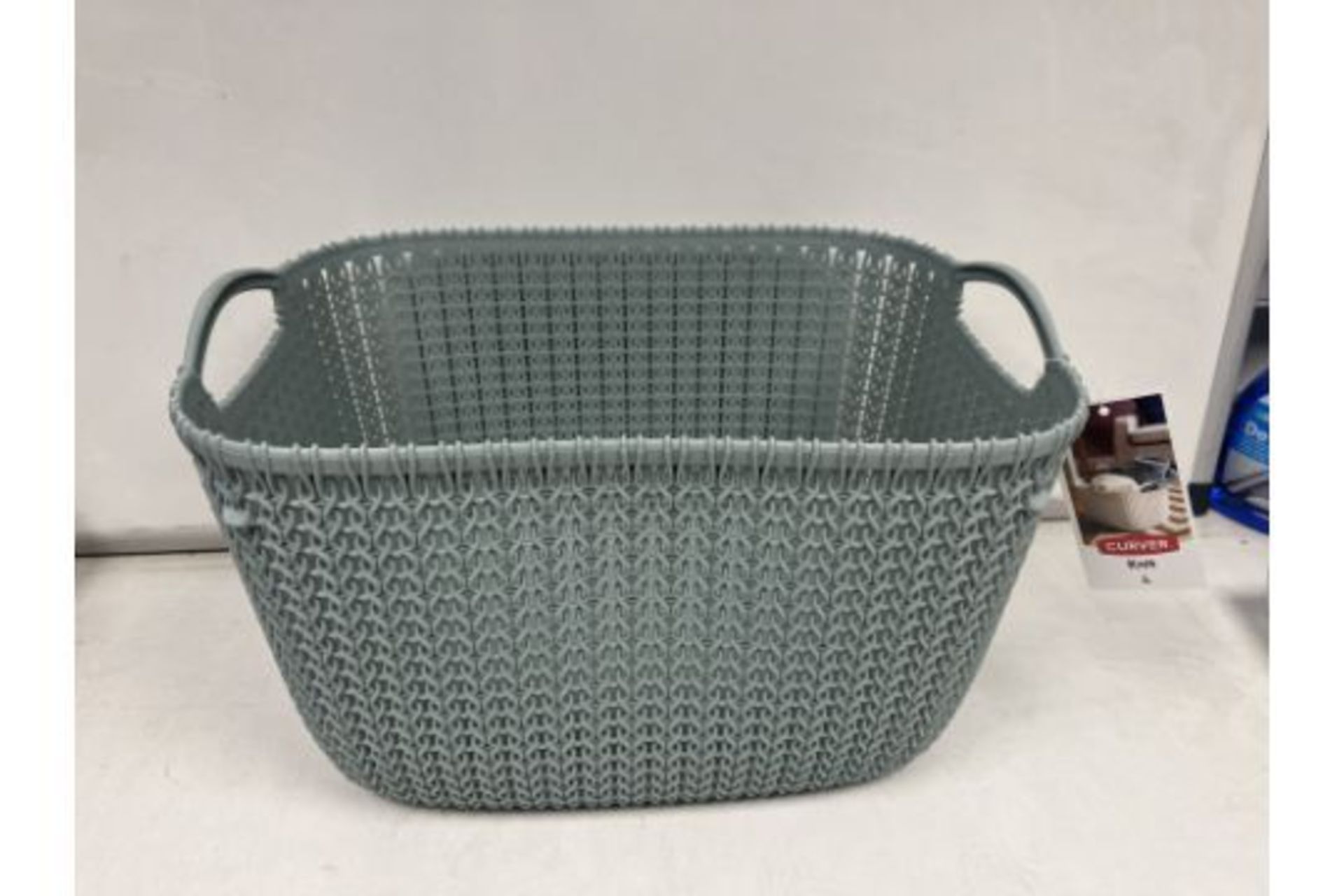 24 X NEW PACKAGED CURVER Storage Basket 19L Knitted Basket Rectangular Misty Blue (230000ROW10.7)