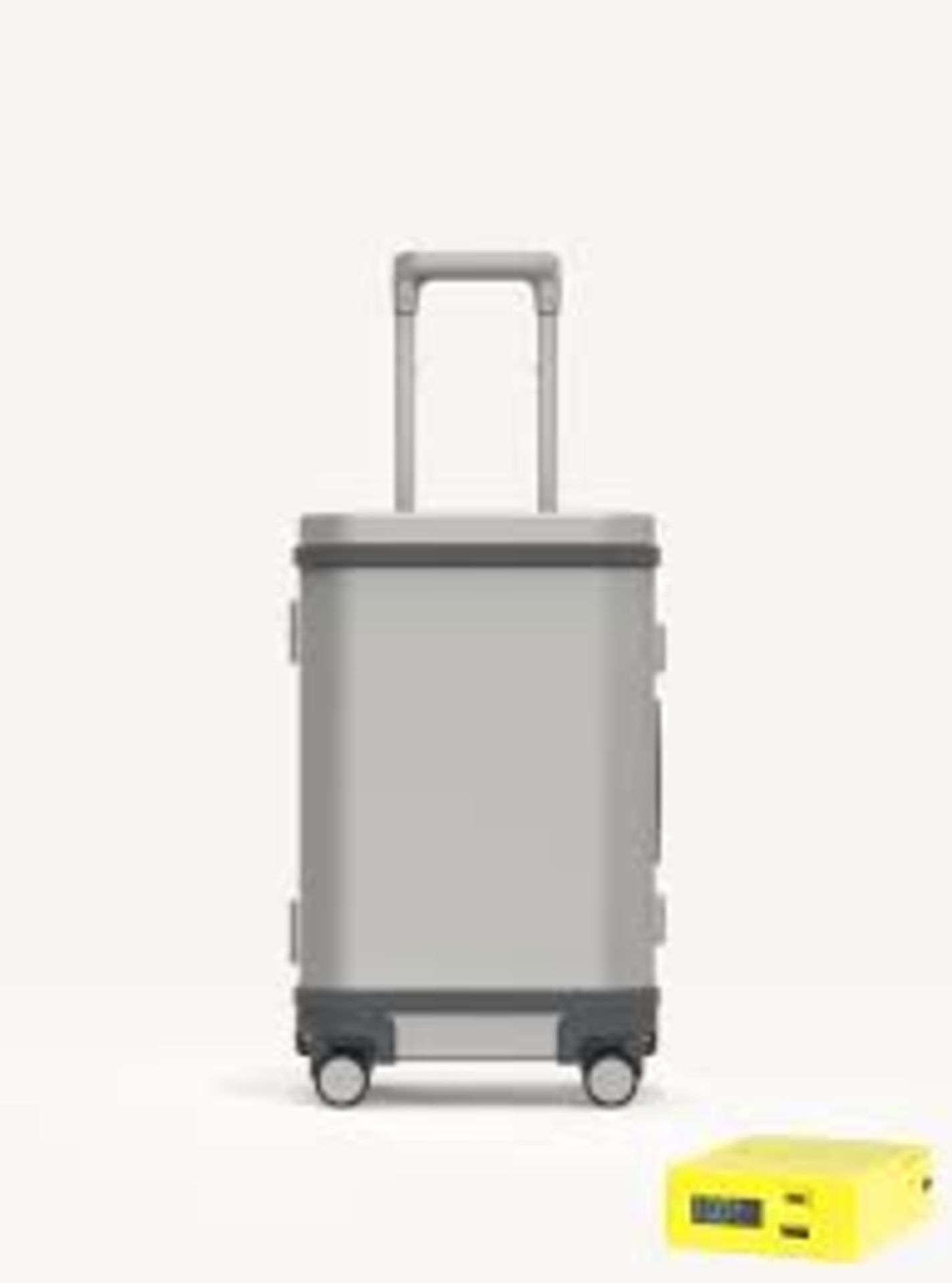 Brand new Samsara Natural Silver Aluminum Smart Carry-On Suitcase, 21'' inch aluminum carry-on