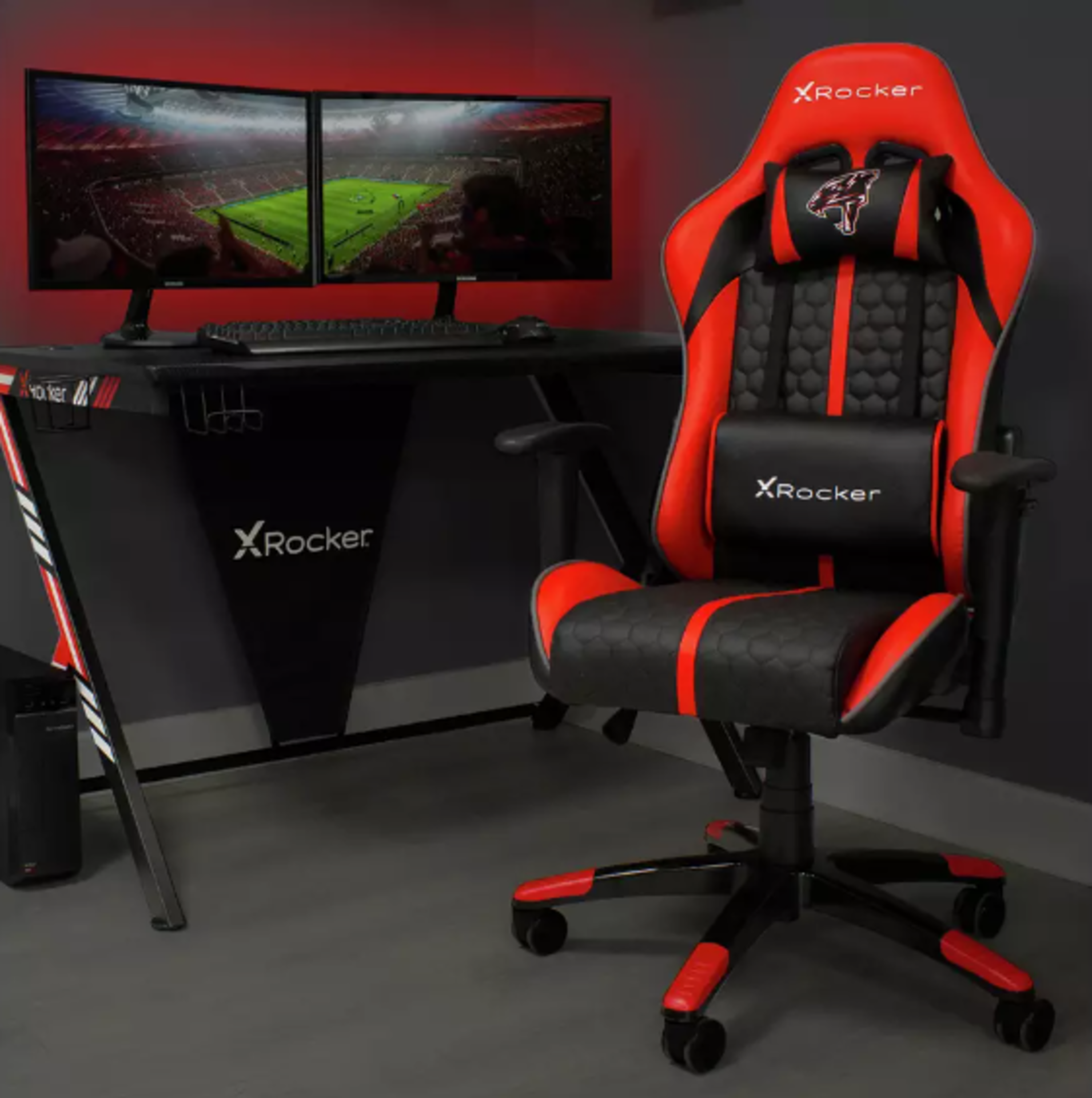 X Rocker Arteon Faux Leather Junior Gaming Chair - Red. RRP £189.00. Conquer the virtual battlefield - Image 2 of 3