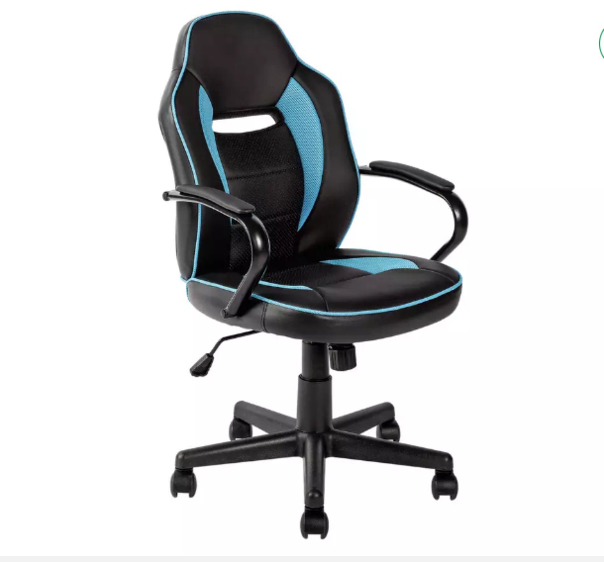 Argos Home Faux Leather Mid Back Gaming Chair - Blue & Black. RRP £125.00. Stay in the game and play