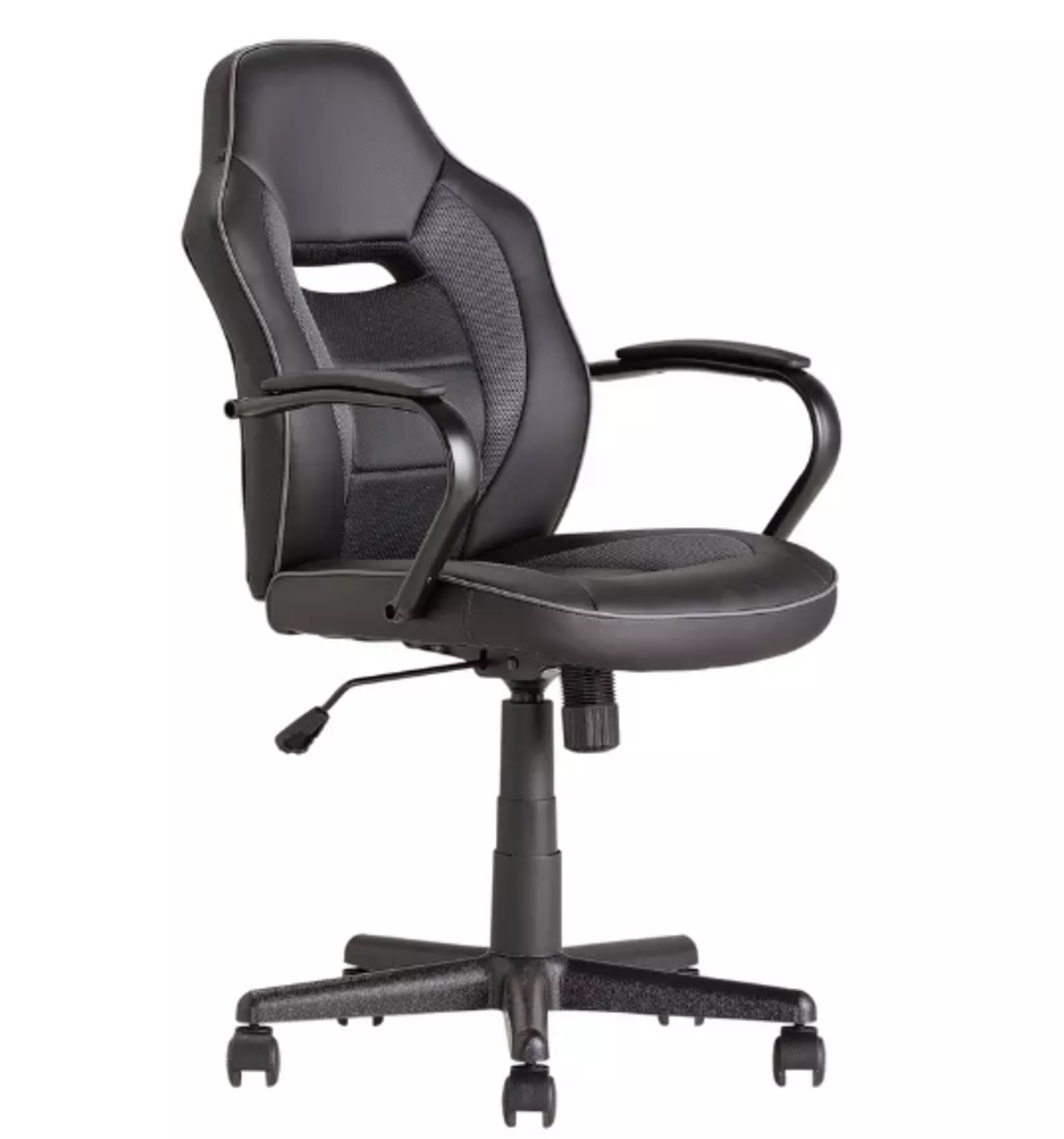 Argos Home Faux Leather Mid Back Gaming Chair - Black. RRP £125.00. Stay in the game and play for