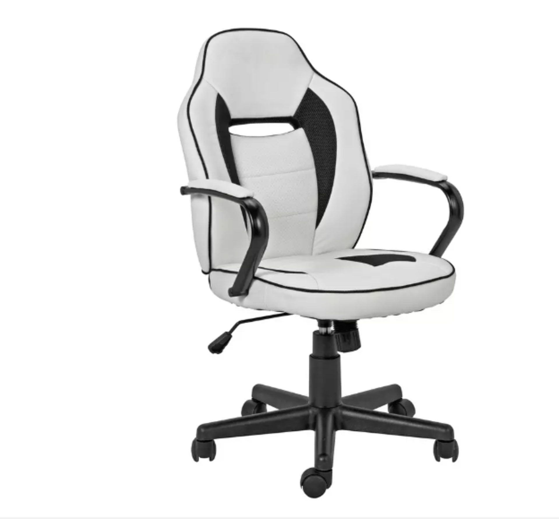 Argos Home Faux Leather Mid Back Gaming Chair -White & Black. RRP £125.00. Stay in the game and play