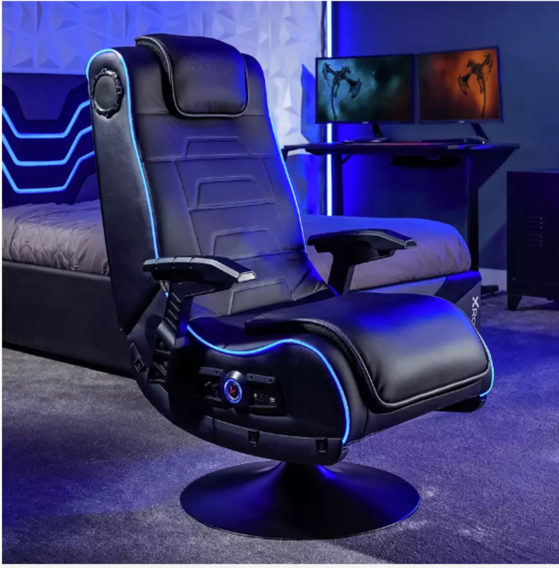X Rocker Evo Pro 2.1 Audio Neo Fibre LED Gaming Chair. RRP £219.00. The X Rocker Evo Pro is a new - Image 2 of 2