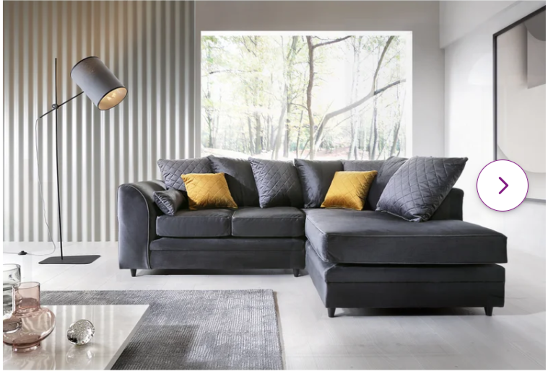 Chicago Upholstered Corner Sofa. RRP £999.99. The velvet fabric of this contemporary style corner - Image 3 of 3