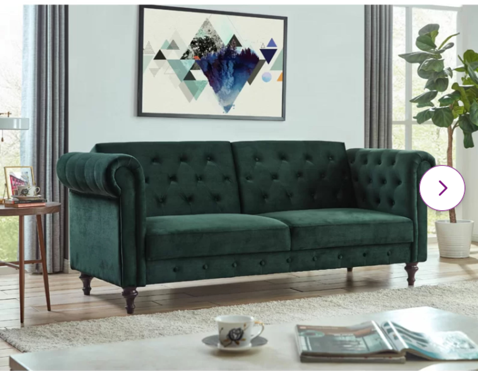 Carrasco Upholstered Sofa Bed. RRP £749.99. This wonderful-looking 3-seater chesterfield sofa bed is