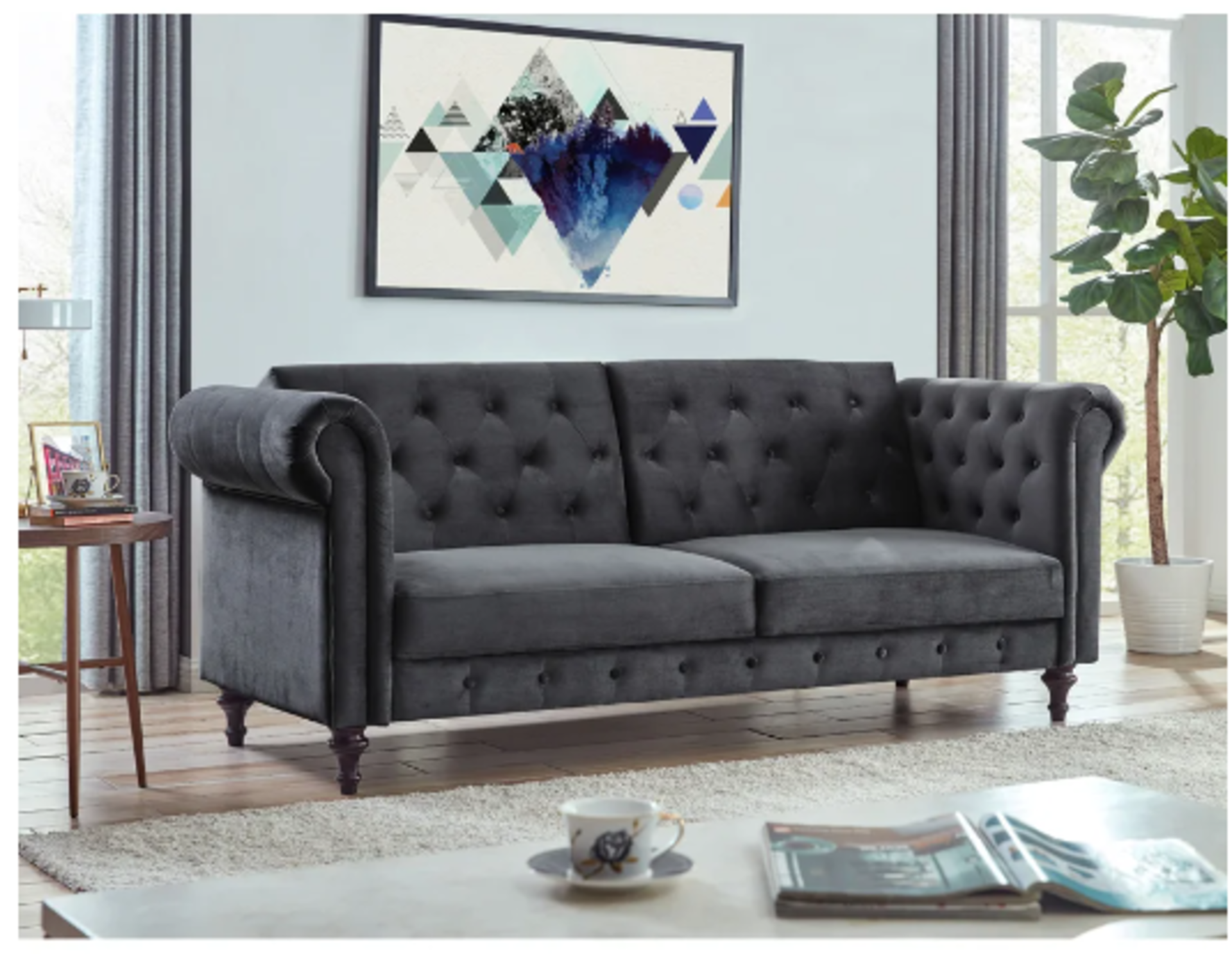 Carrasco Upholstered Sofa Bed. RRP £749.99. This wonderful-looking 3-seater chesterfield sofa bed is - Image 2 of 3