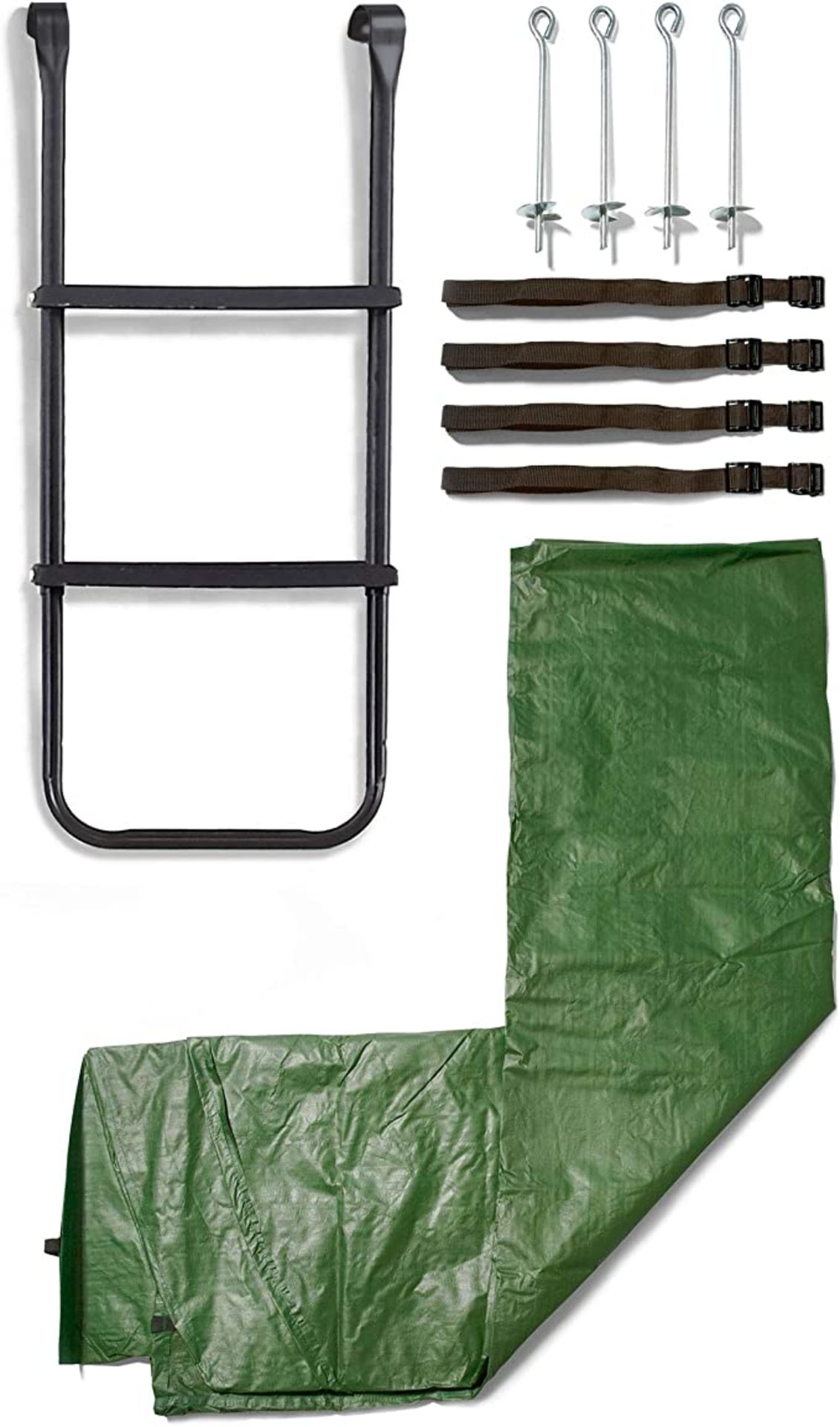 Plum 29124, Trampoline Accessory Pack - Cover, Ladder and Anchoring Kit. RRP £100.00 - BI