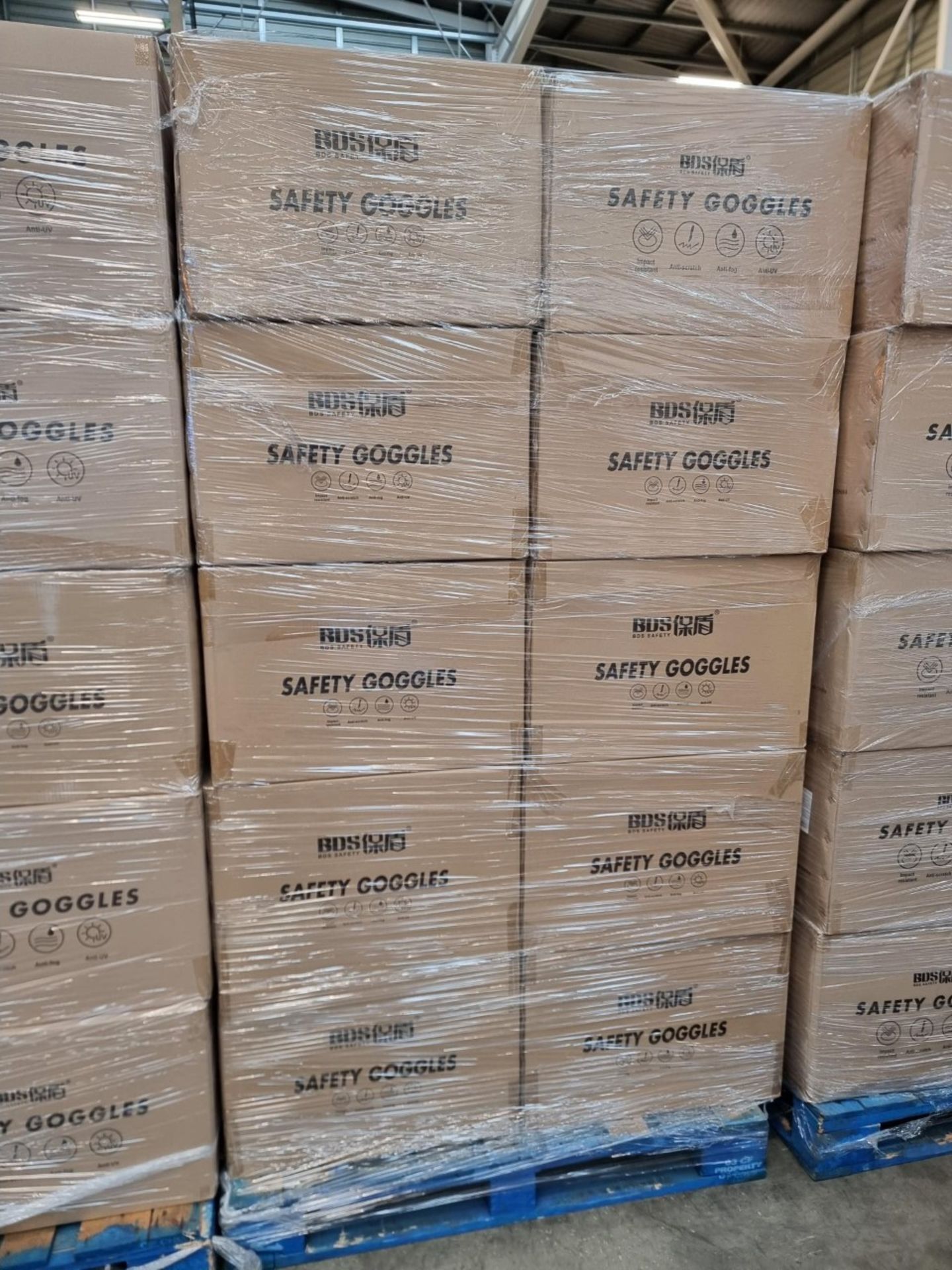 Pallet To Contain 3,600 x New Packaged BDS Safety Goggles. Impact resistant, anti-scratch, anti-fog, - Image 3 of 4